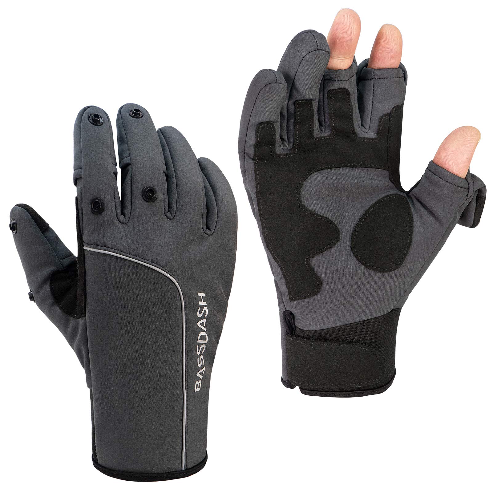 BASSDASH WintePro Insulated Fishing Gloves Water Repellent with