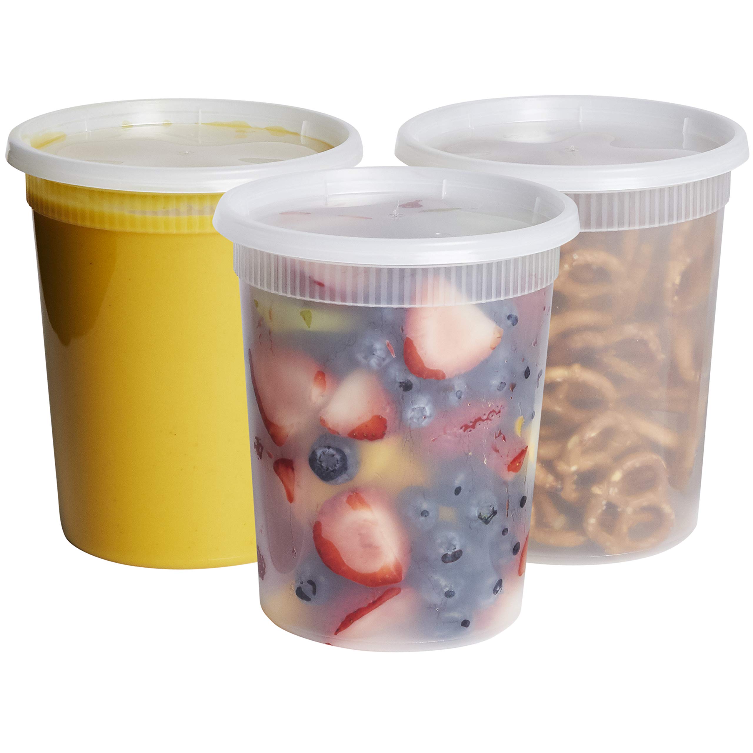 24 Sets - 32 oz. Plastic Deli Food Storage Containers With