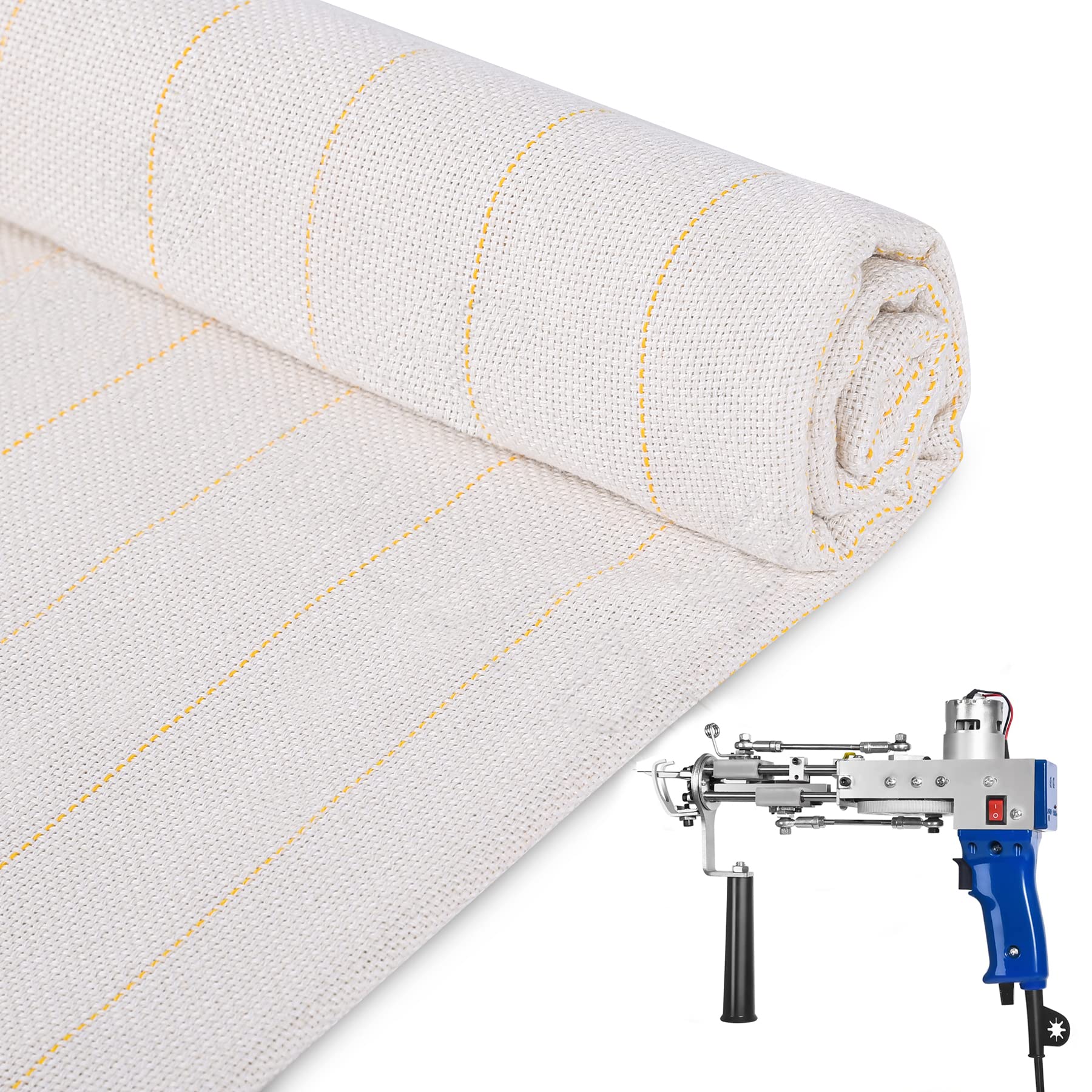 White primary fabric with yellow lines for tufting