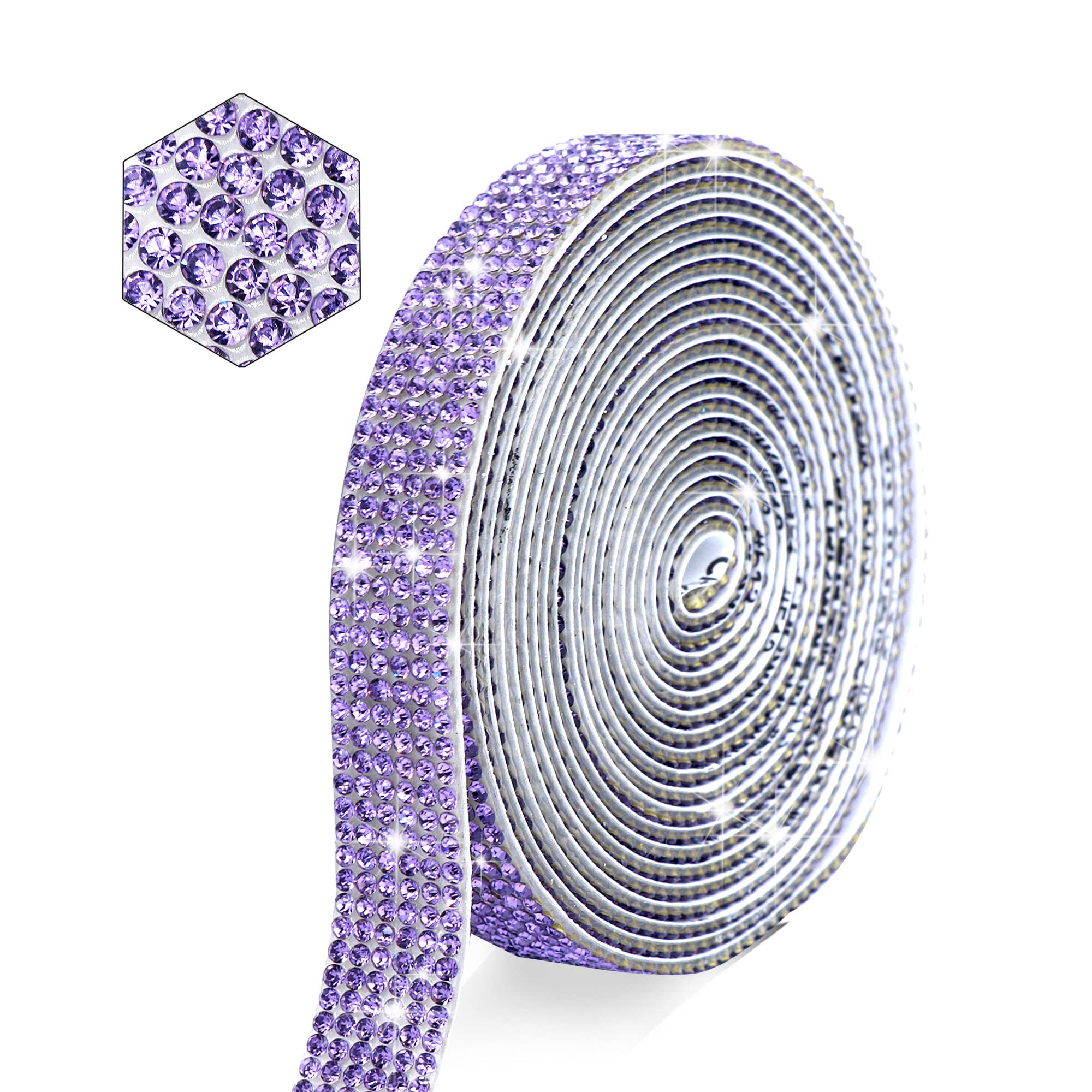 Self Adhesive Purple Crystal Rhinestone Strips Diamond Ribbon Bling  Gemstone Sticker Rhinestone Roll for Craft with 2 mm Rhinestone for DIY  Arts Crafts Wedding Party Car Phone Decoration(Dream Purple)