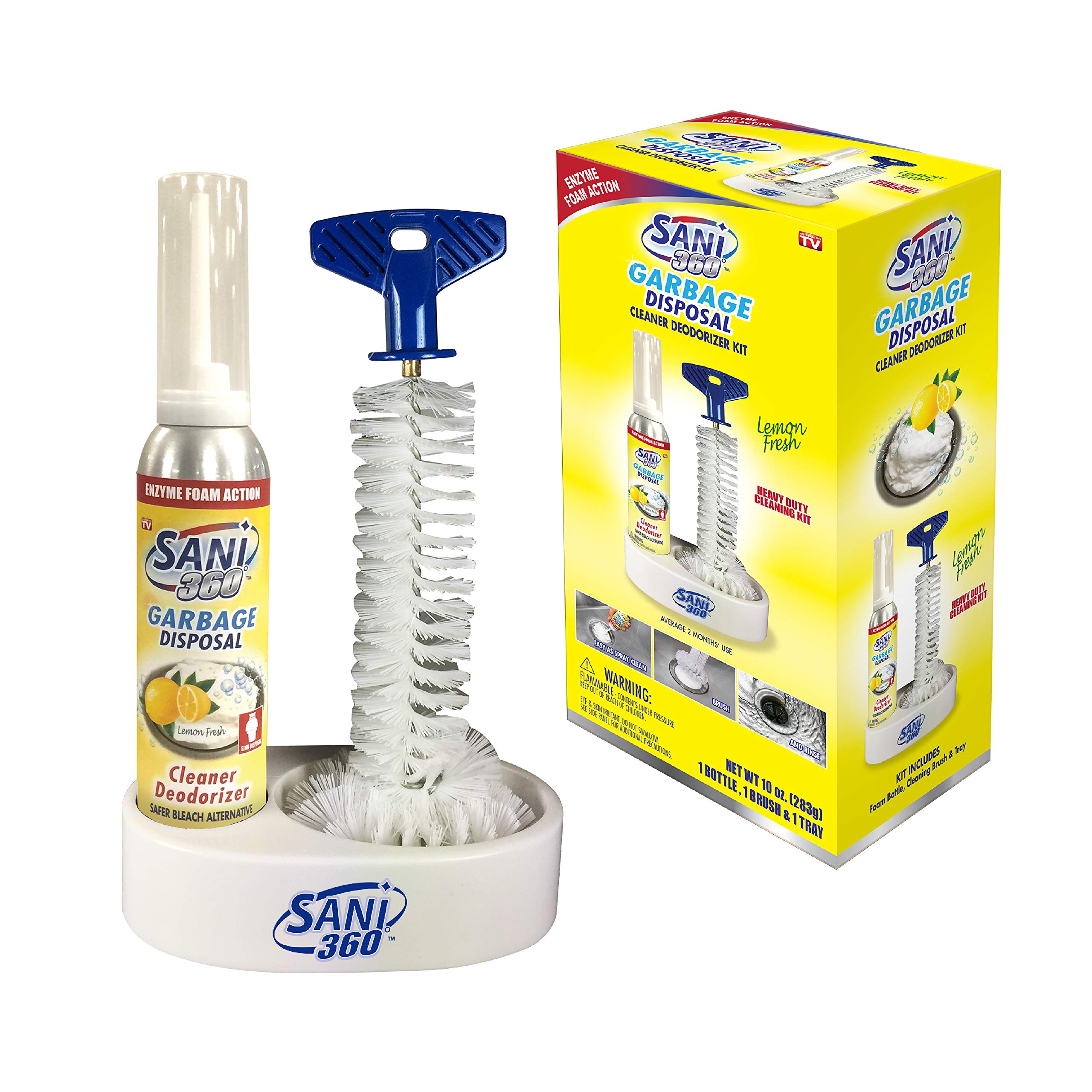Sani Sticks SANI 360 Garbage Disposal Cleaner Kit Lemon Scent, 10 oz Bottle  of Foam with