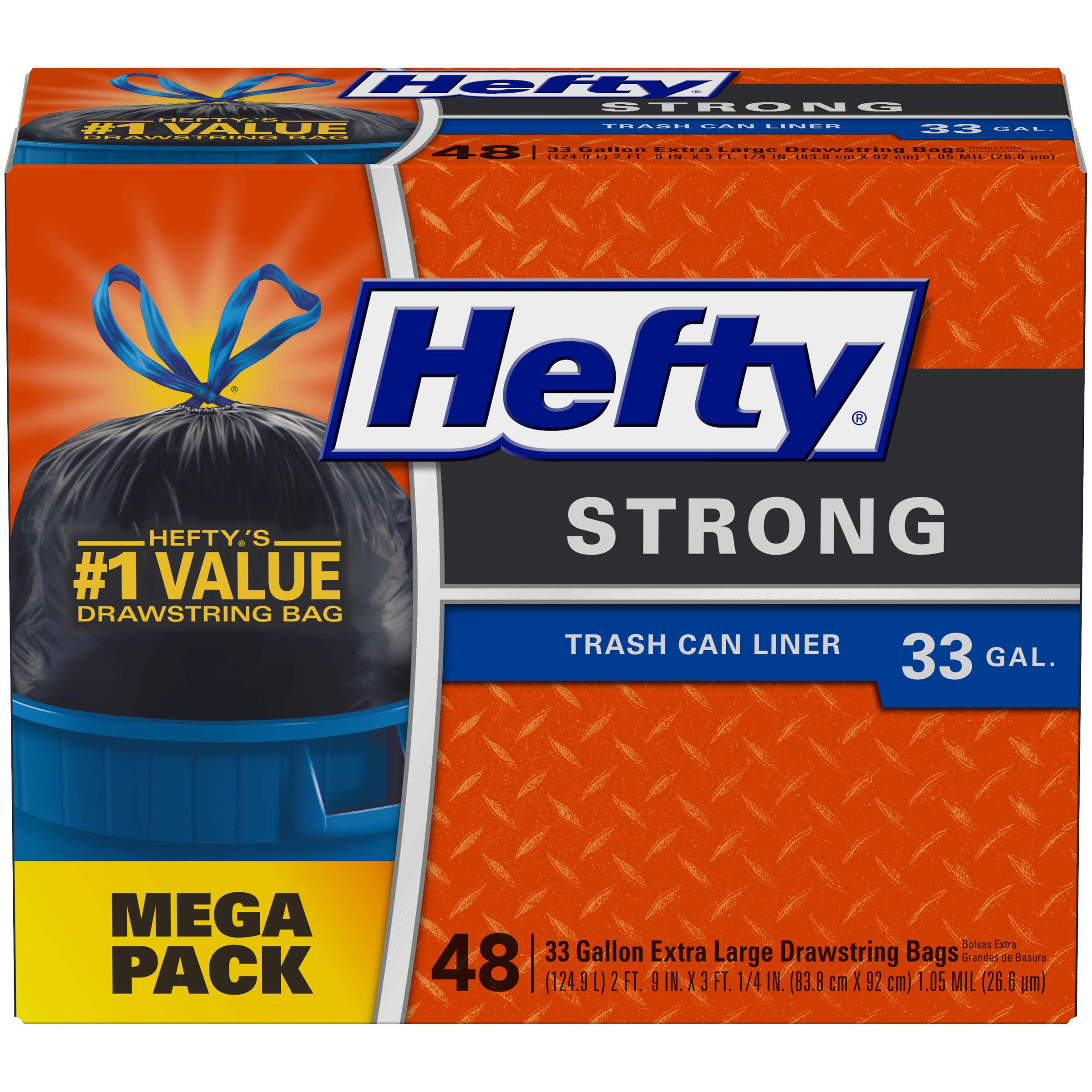 Hefty Strong Large Trash Bags, 33 Gallon, 48 Count 33 Gallon - 48 Count