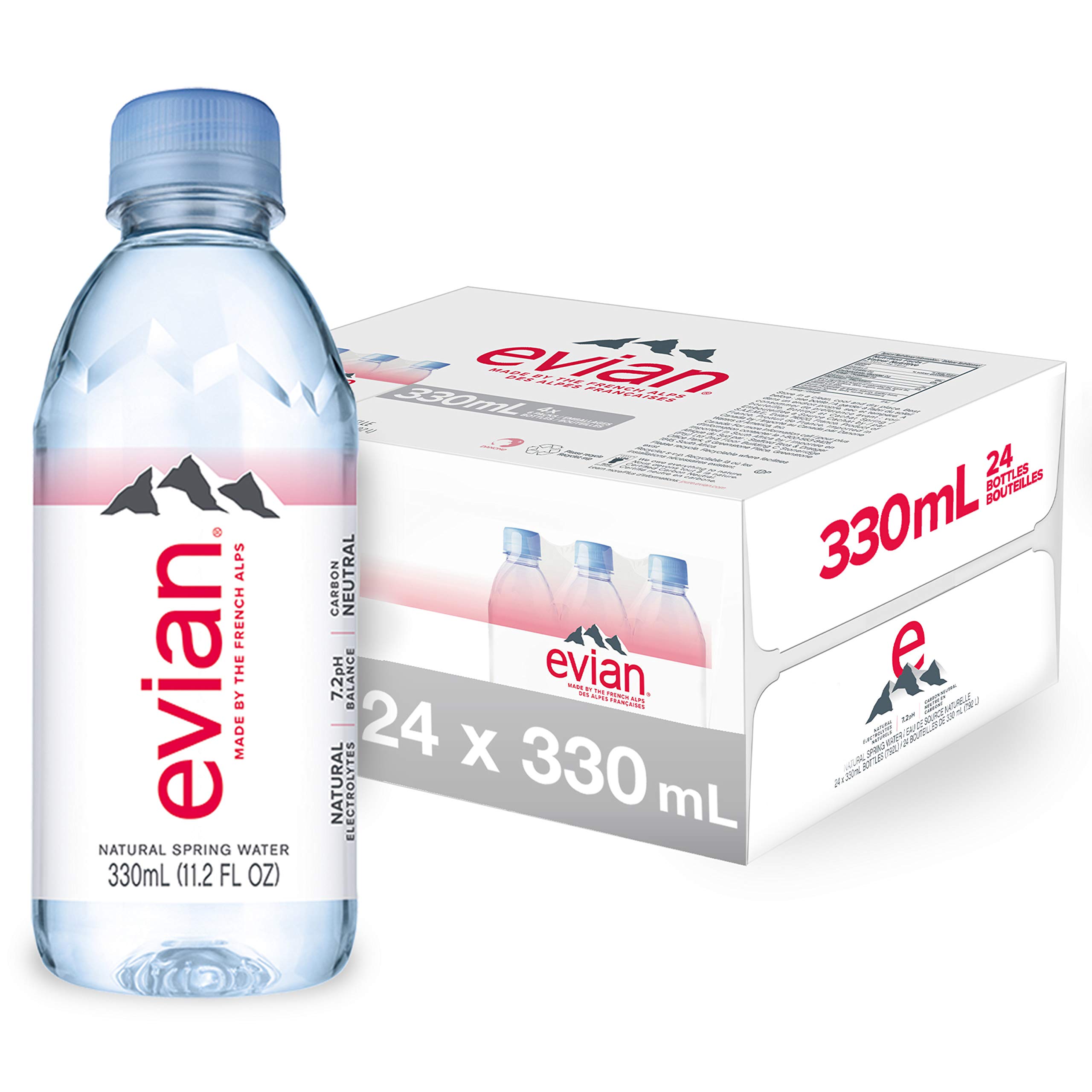 evian Natural Spring Water 330 mL/11.2 Fl Oz (Pack of 24) Mini-Bottles,  Naturally Filtered