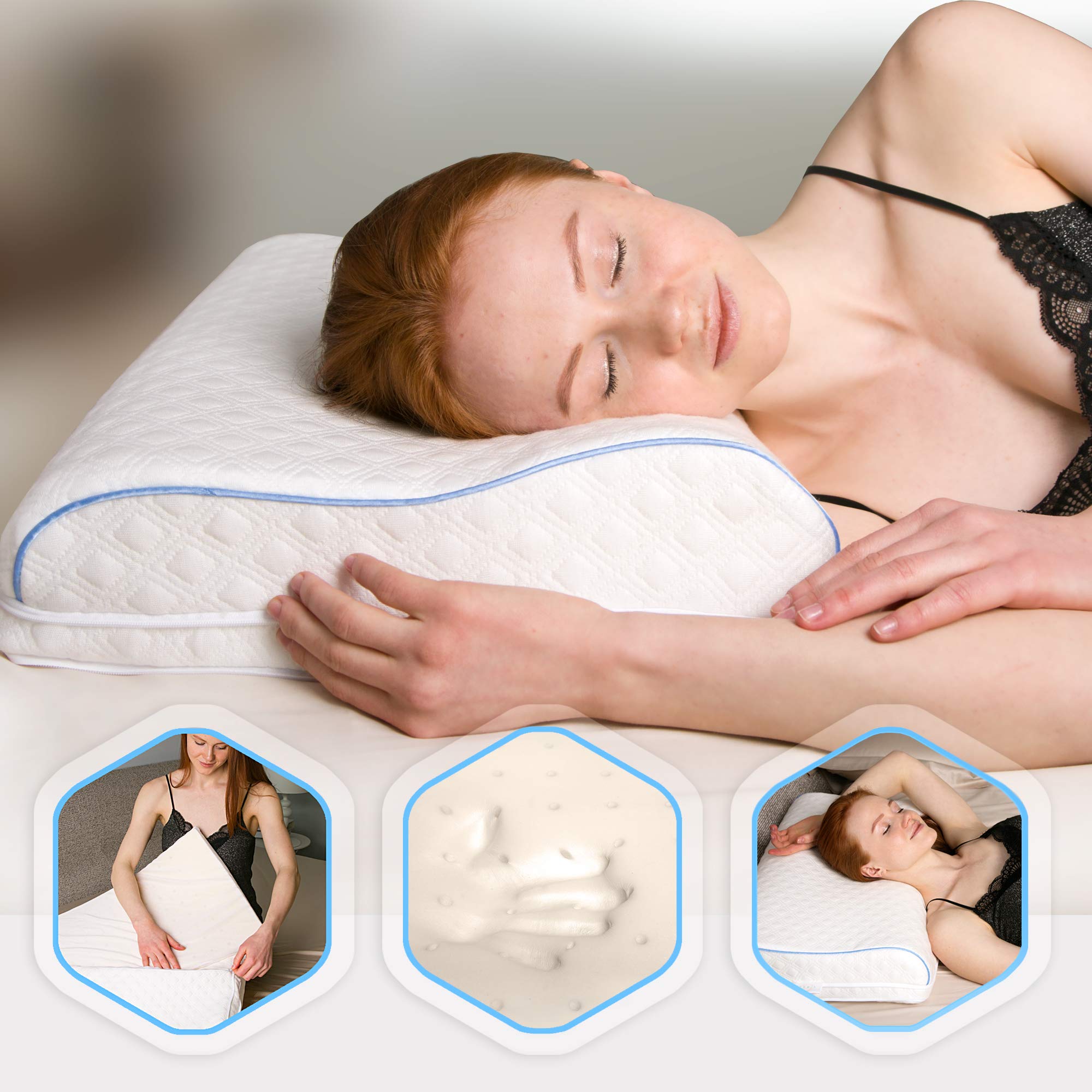 Aeris Adjustable Memory Foam Contour Pillow For Neck Pain-Ergonomic  Tempurpedic Neck Pillow For Sleeping-Orthopedic