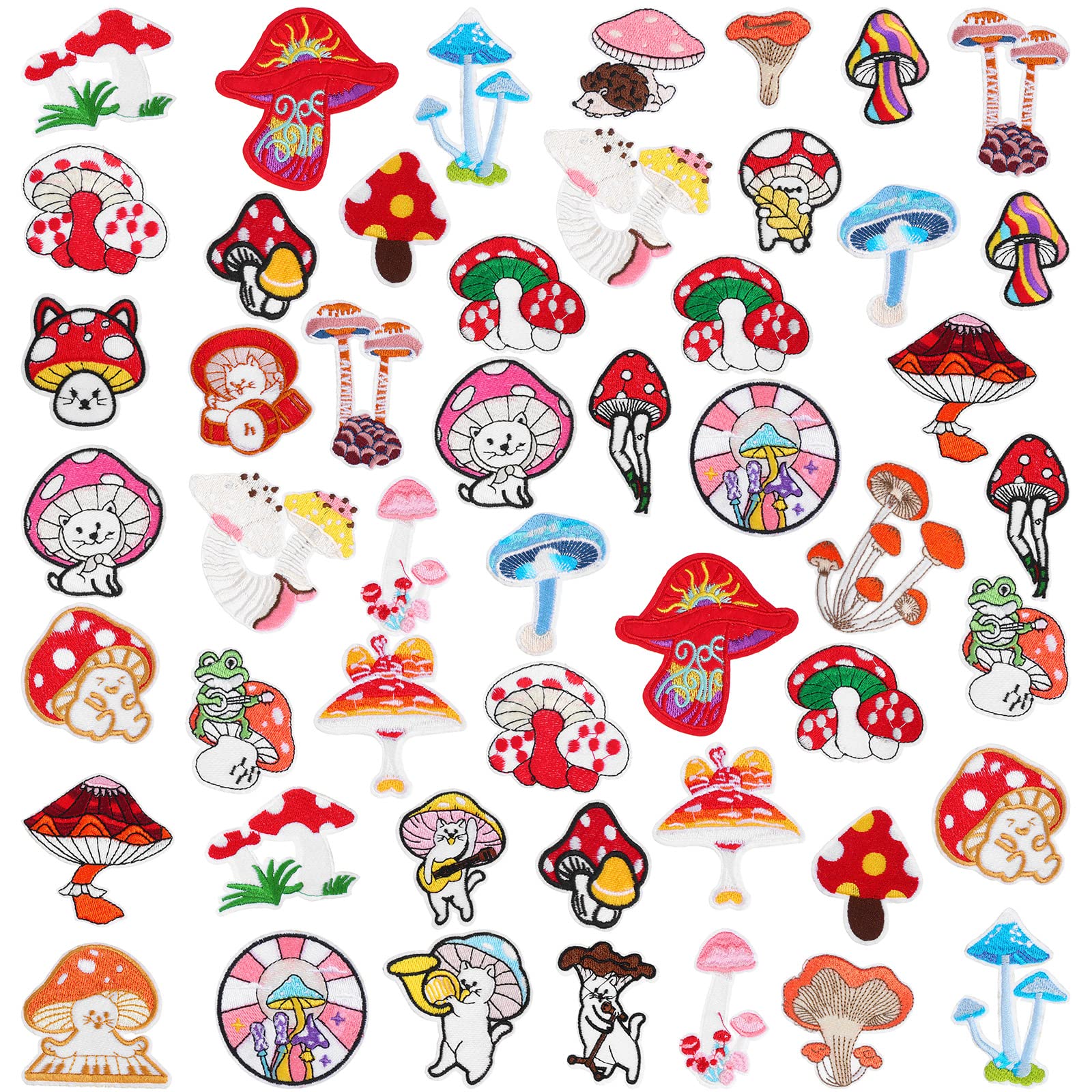 48 Pcs Mushroom Patches Iron on for Clothing Mini Mushroom