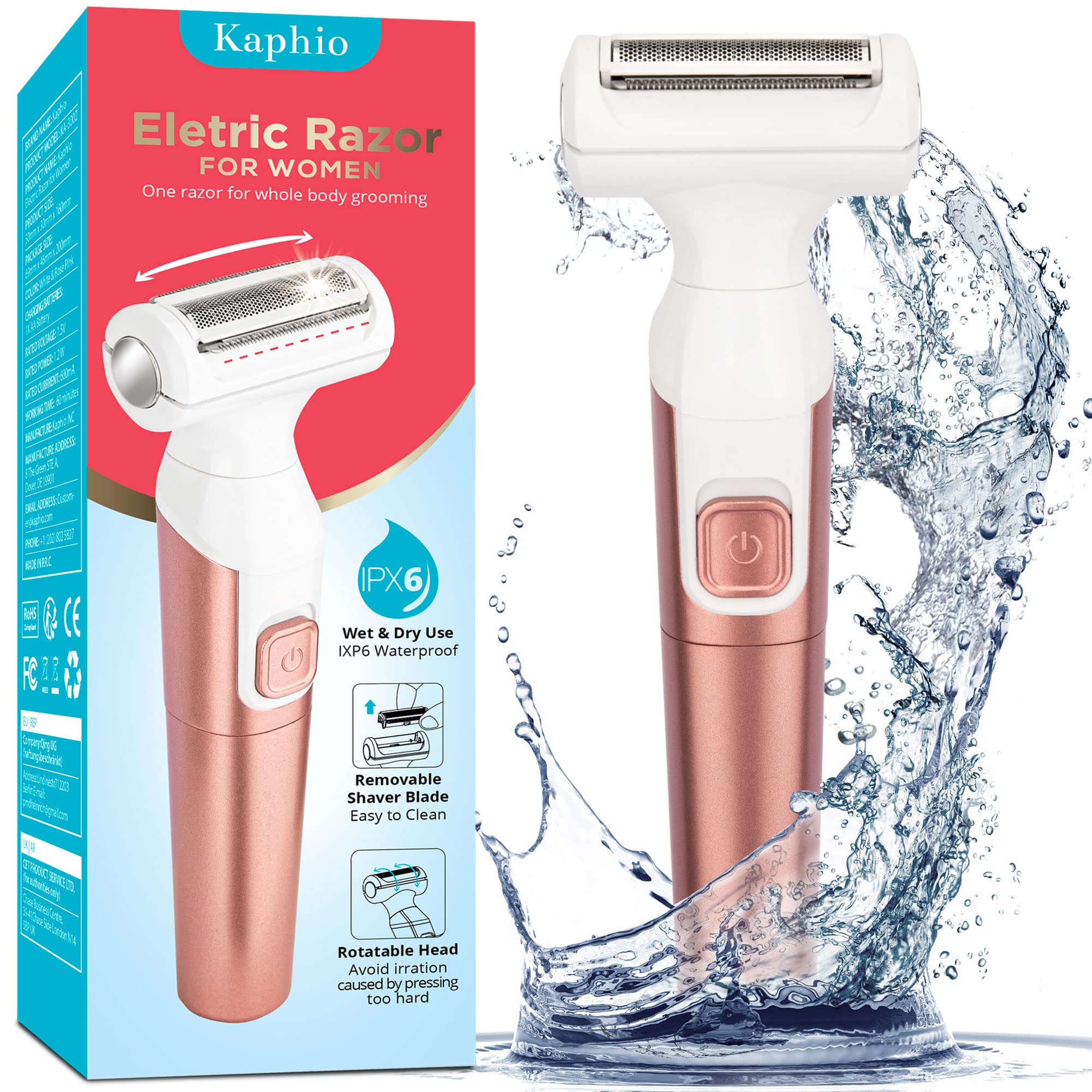 Kaphio Electric Razors for Women, Shaver for Women for Arm, Leg, Armpit