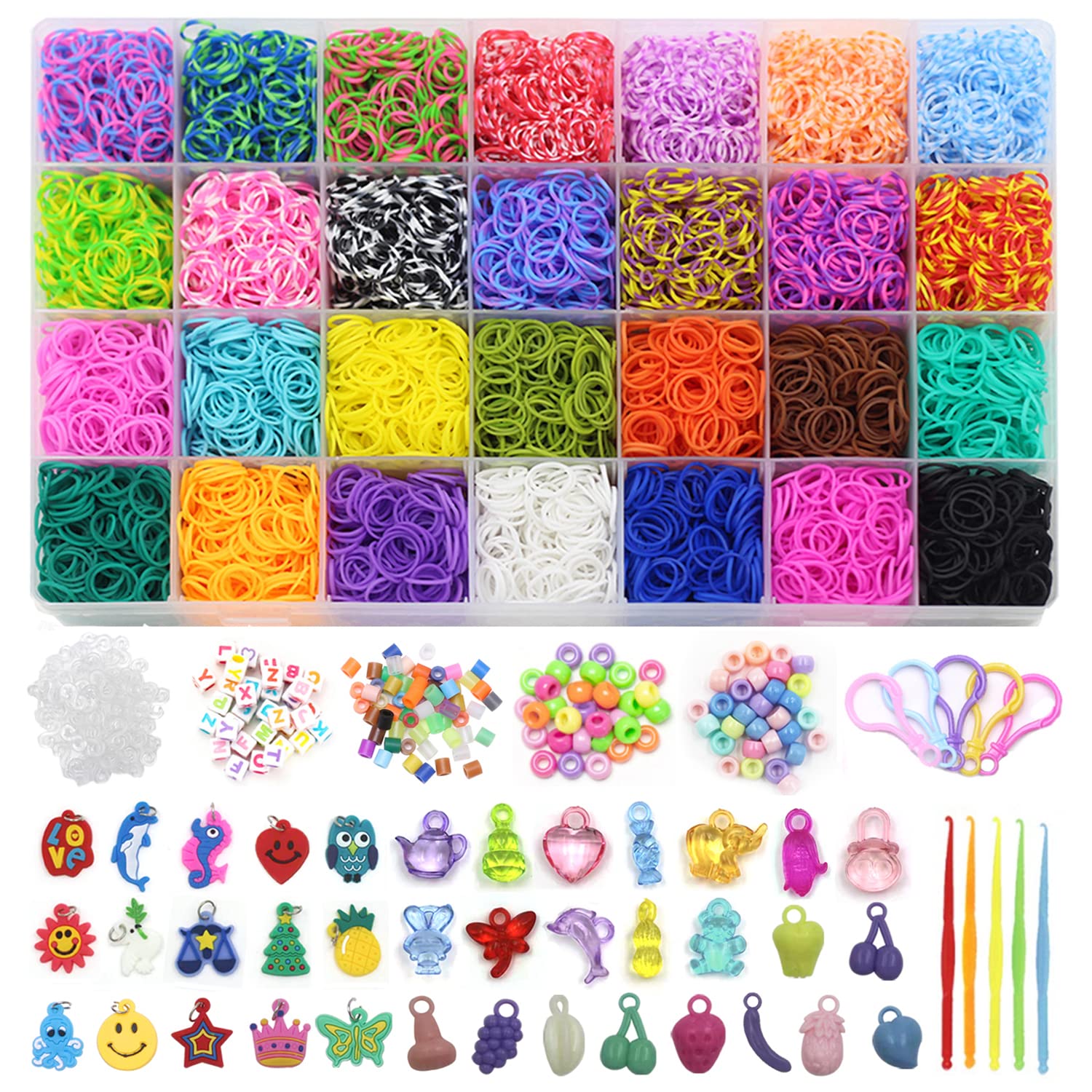 12800+ Rubber Bands Bracelet Kit in 28 Unique Colors, Loom