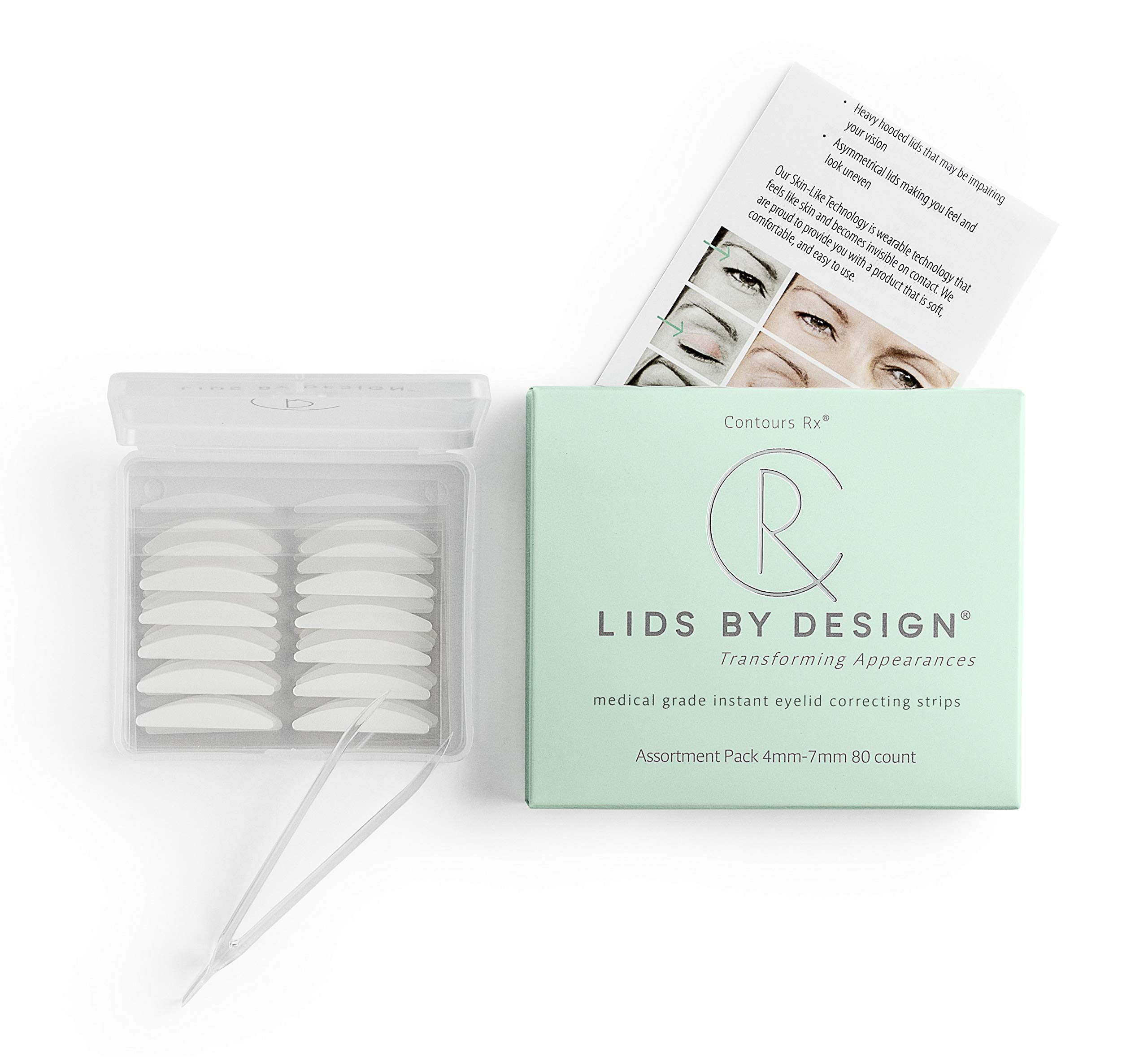 LIDS BY DESIGN Assortment Pack (4mm - 7mm) Eyelid Correcting Strips for  Heavy Hooded, Droopy Lids
