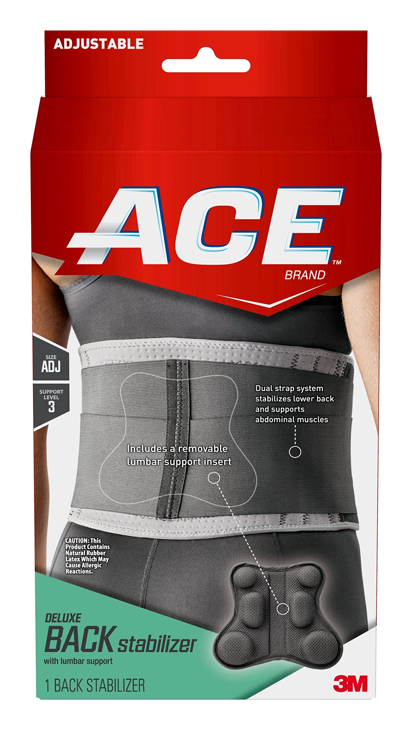 ACE Brand Deluxe Back Stabilizer with Lumbar Support, Adjustable Brace 