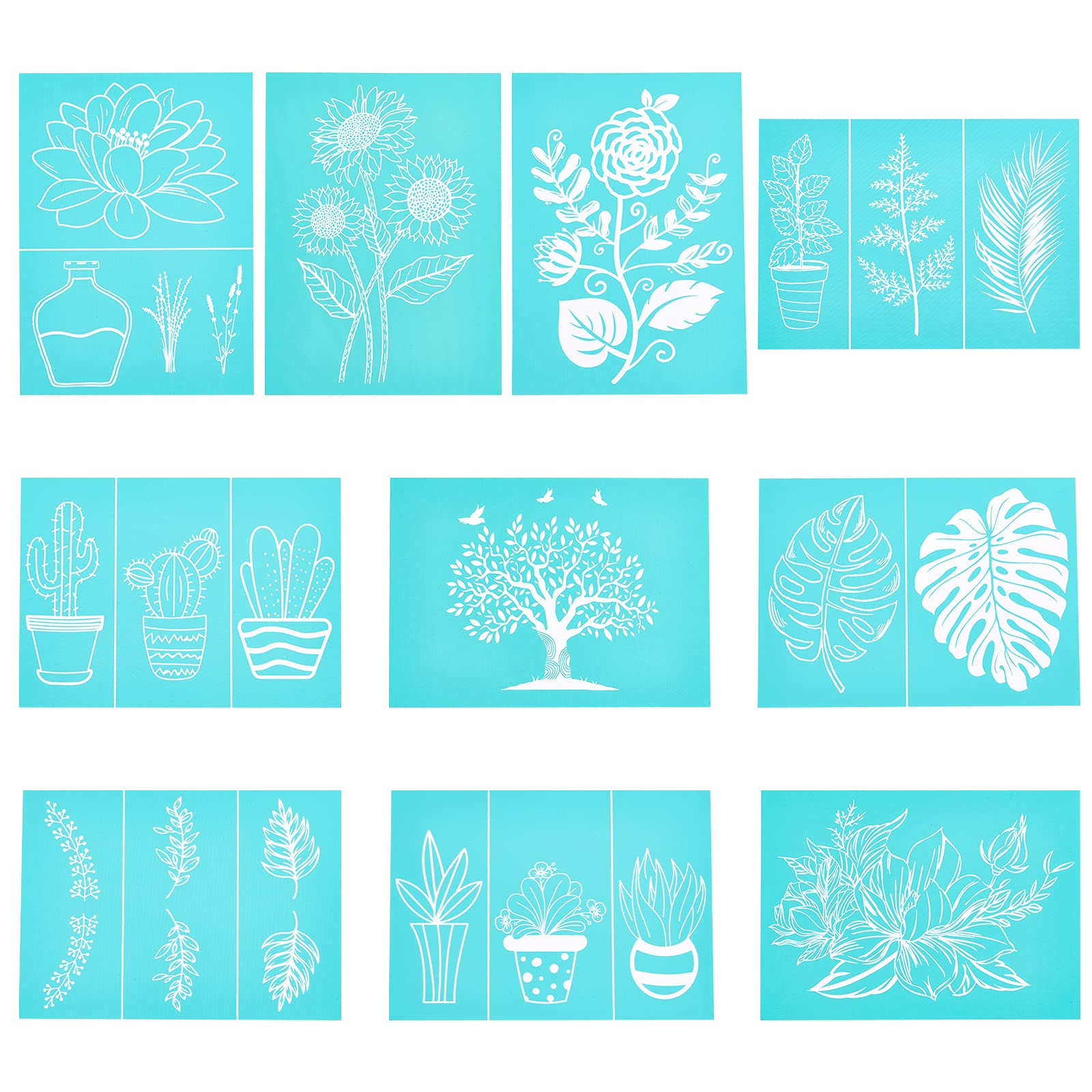  6 Flower Silk Screen Stencils Reusable - DIY Mesh