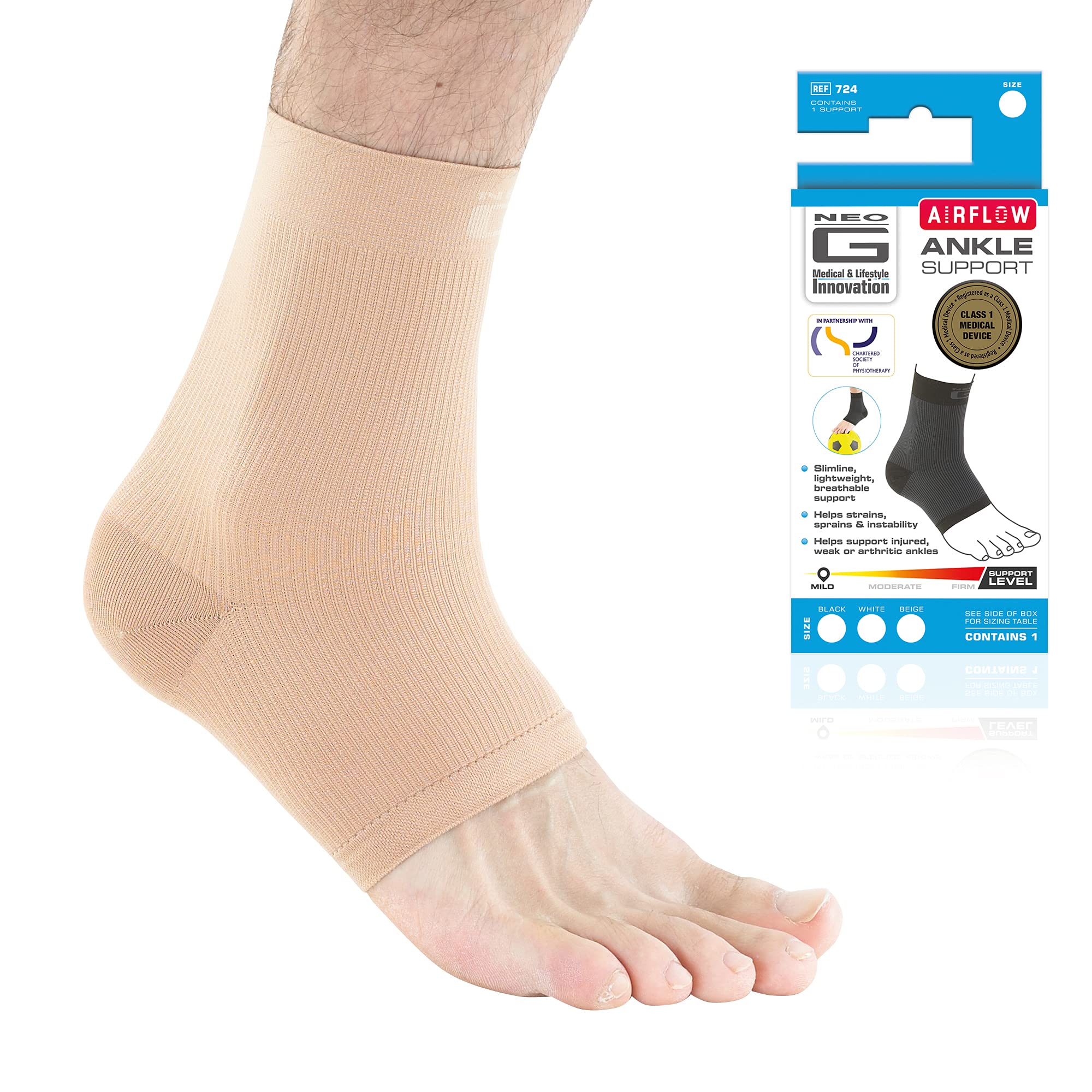 Neo-G Airflow Ankle Compression Sleeve - Sports Daily Wear - Compression  Ankle Brace Tendonitis Support Compression Ankle Support for Weak Ankles  and Joint Pain - Airflow - M Beige Medium: 19 - 23 cm Beige