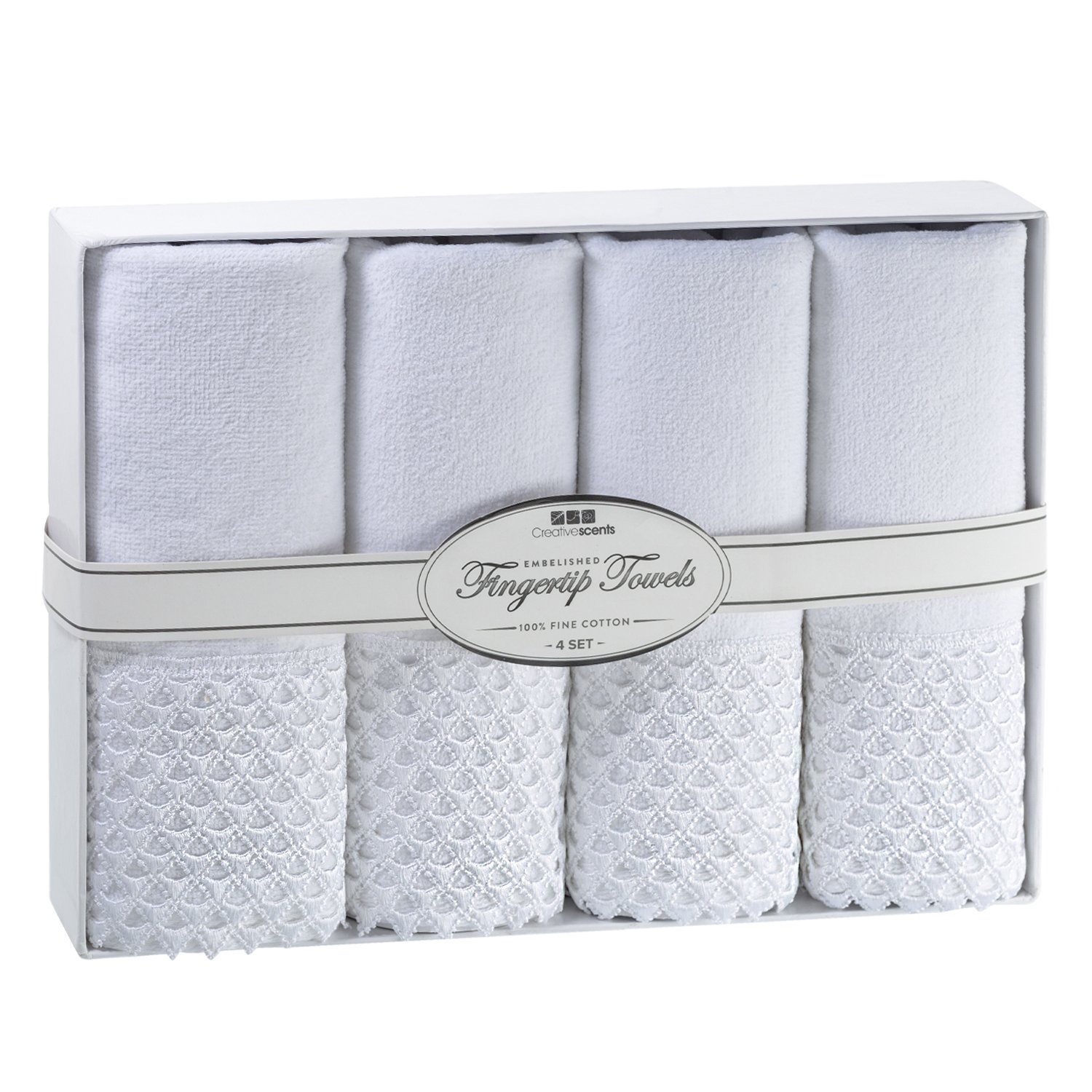 4-Pack Cotton Terry Velour Fingertip Towels - 11x18 Inch Bathroom Hand Towels
