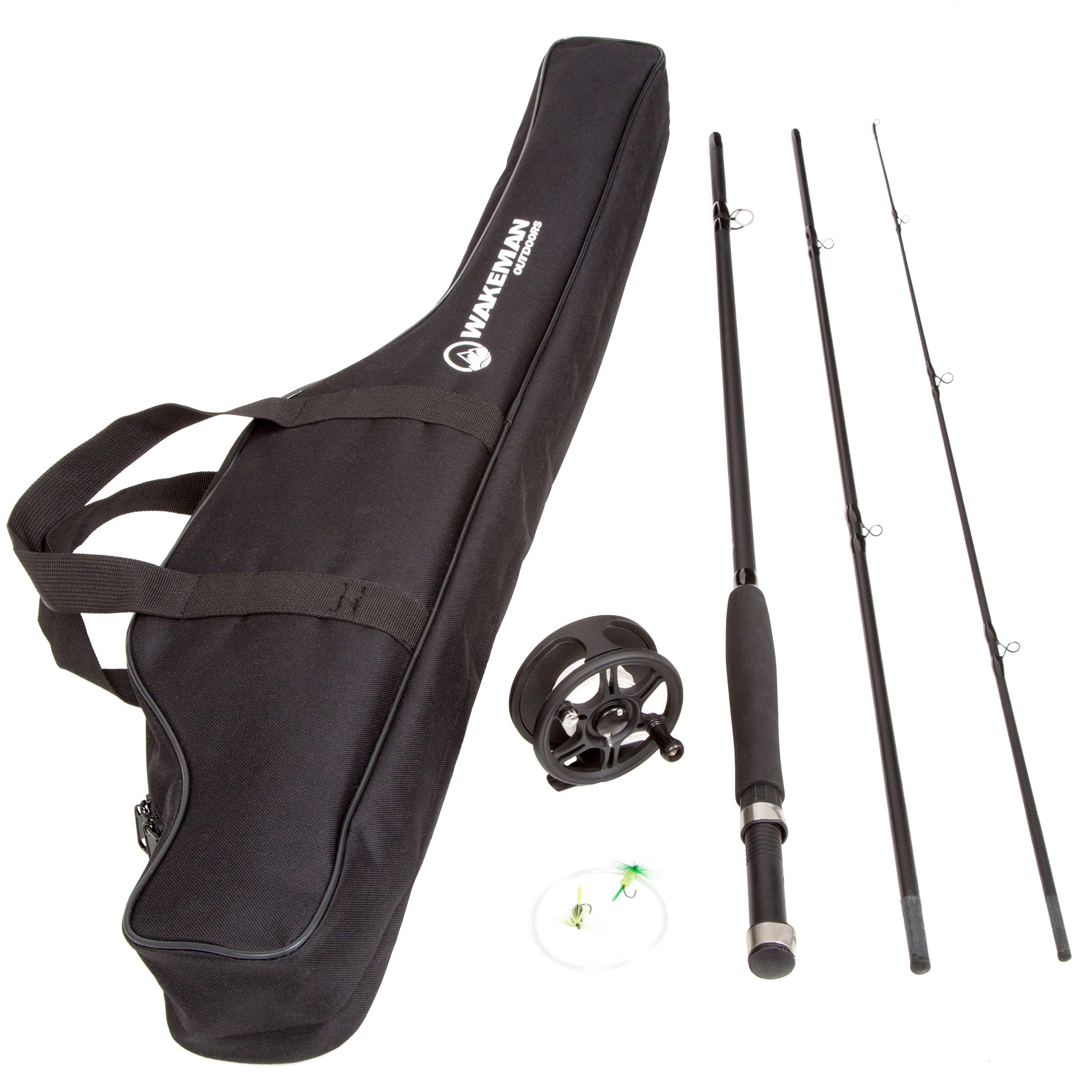Fly Fishing Pole Collection 3 Piece Collapsible Fiberglass and Cork Rod and  Ambidextrous Reel Combo with Carry Case and Accessories by Wakeman Outdoors  Charter Series Fly Fishing Combo Kit