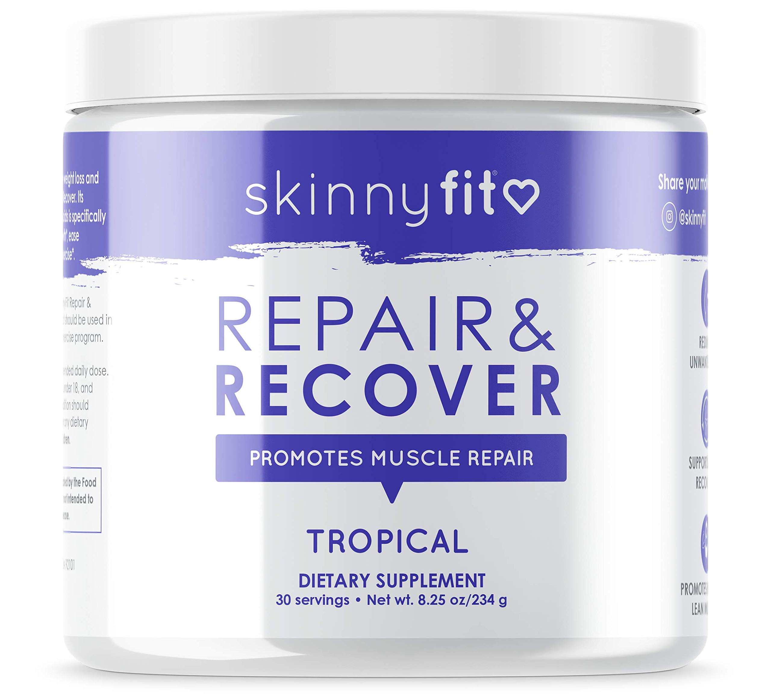 SkinnyFit Repair & Recover 30 Servings BCAA Powder for Women, Branched