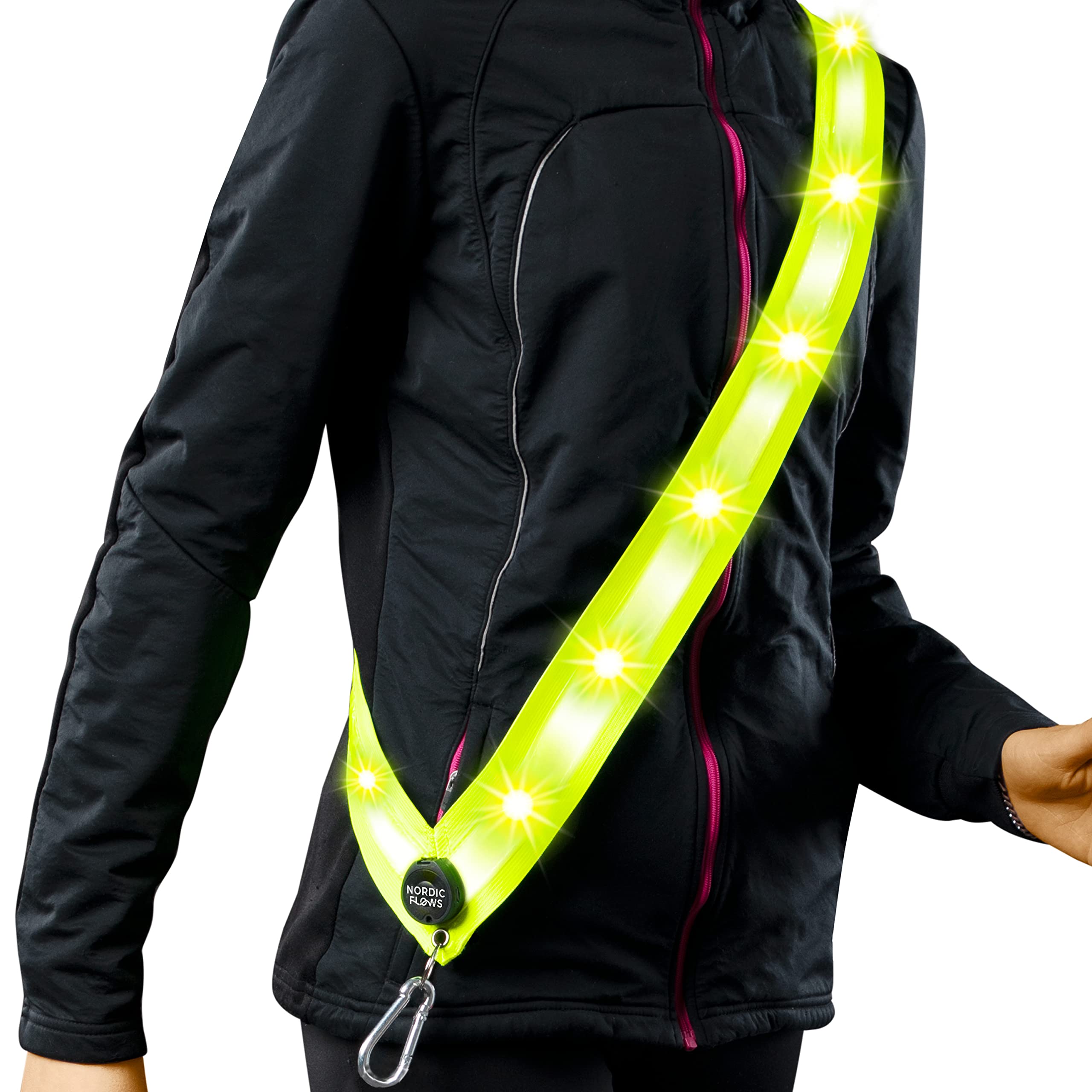 NordicFlows LED Reflective Sash, Rechargeable Led Reflective Lighted Vest  for Walking in The Dark, Night Dog