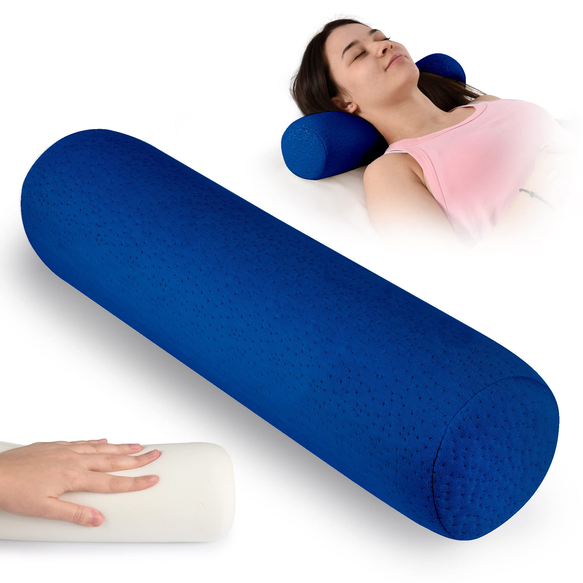 Support Plus Cervical Foam Roll Pillow - Lumbar, Spine, Neck Support For  Side and Back Sleepers - Bolster Pillow for Neck, Back, Knees with  Zippered, Removable, Breathable Mesh Cover - Foam Roller