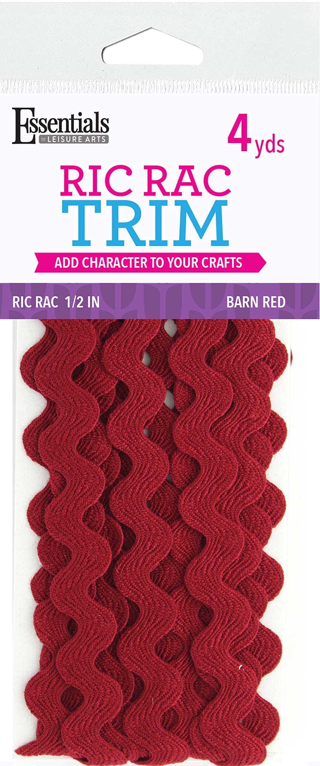 Essentials By Leisure Arts RIC Rac 1/2 4 Yards Barn Red - Rick Rack Trim for