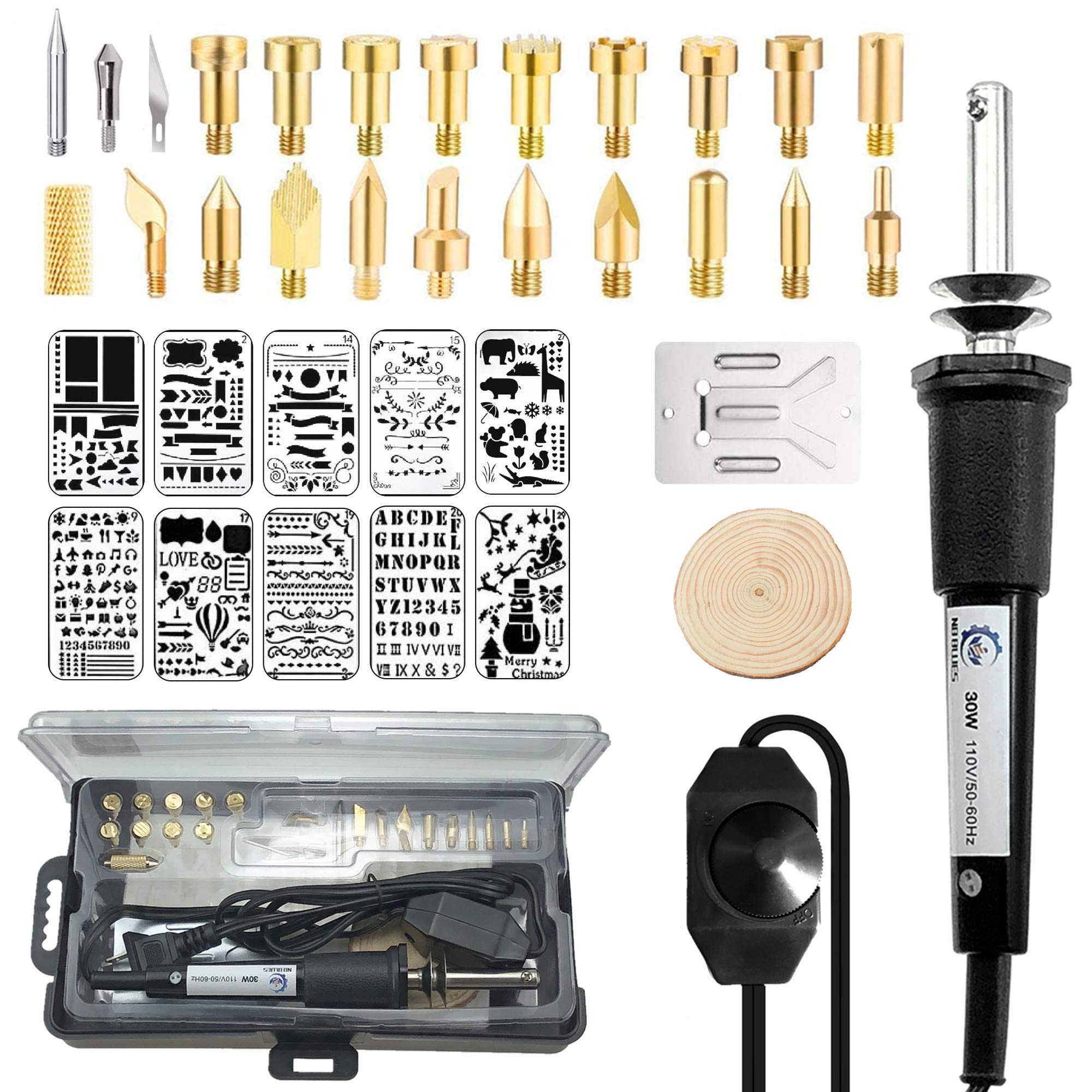 NSI WOODBURNING KIT with 10 PROJECTS in WOOD, LEATHER AND CORK #7733 OPEN  BOX