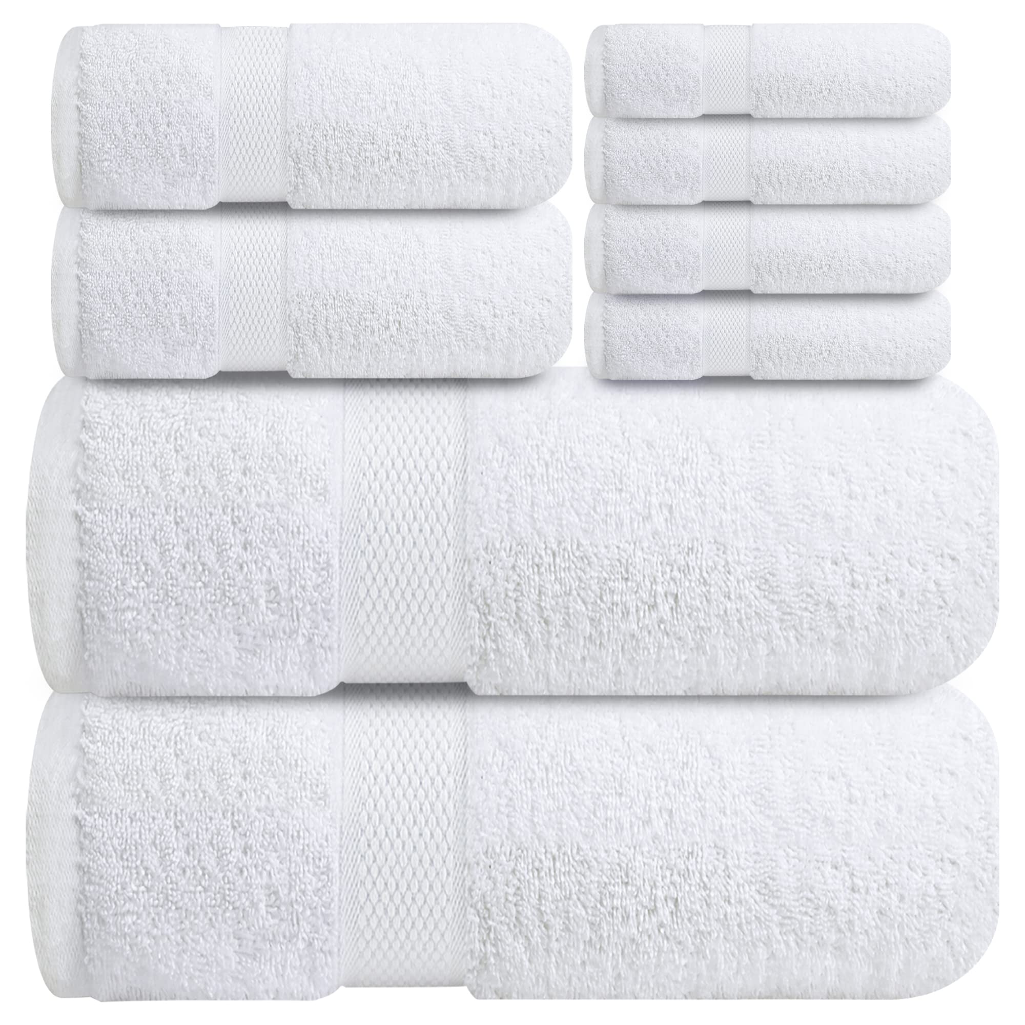 Well Being Brand - 100% Cotton 2 Piece Bath Towel Set, 600 GRMS (White)