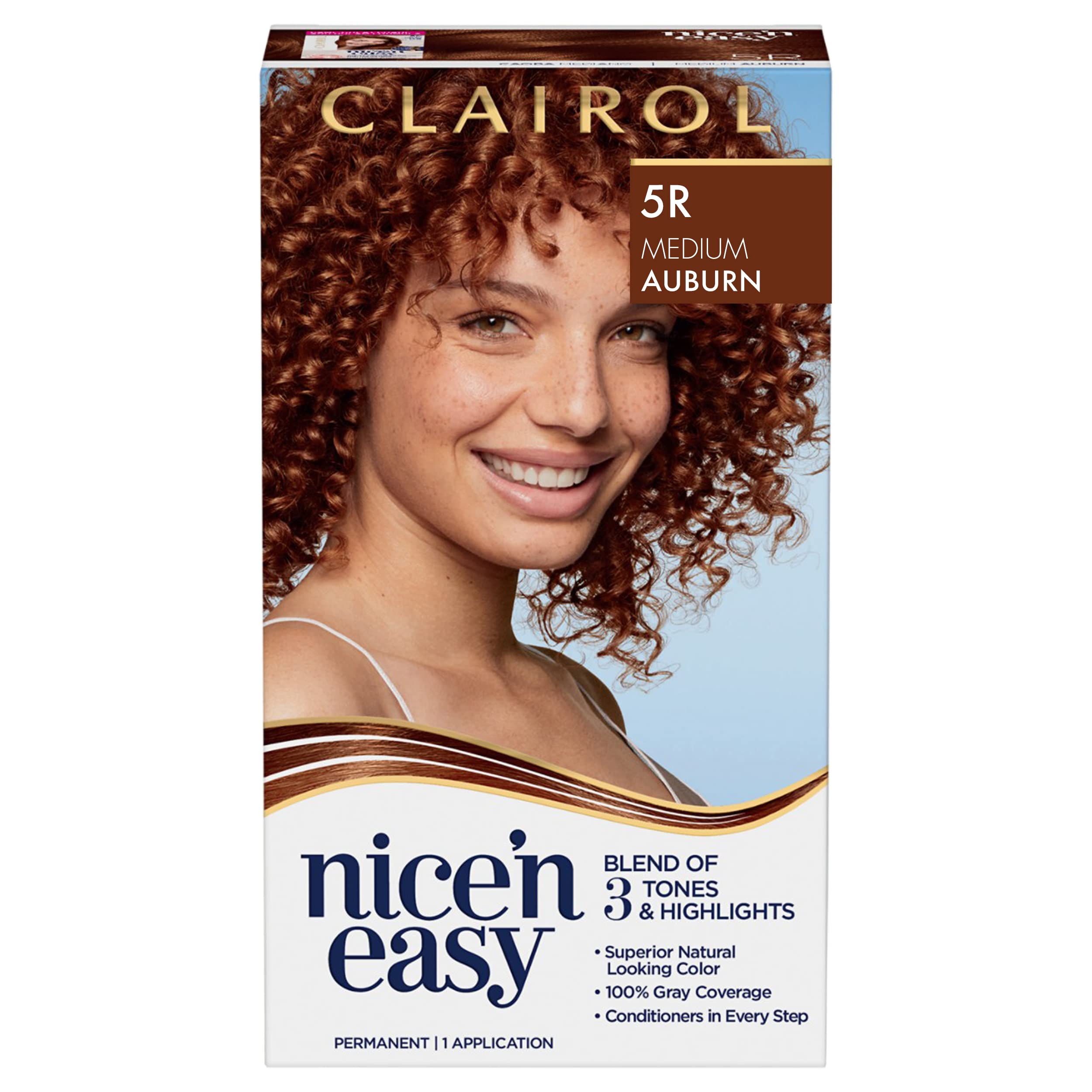 Clairol Nice'n Easy Permanent Hair Dye, 5R Medium Auburn Hair Color, Pack  of 1 5R