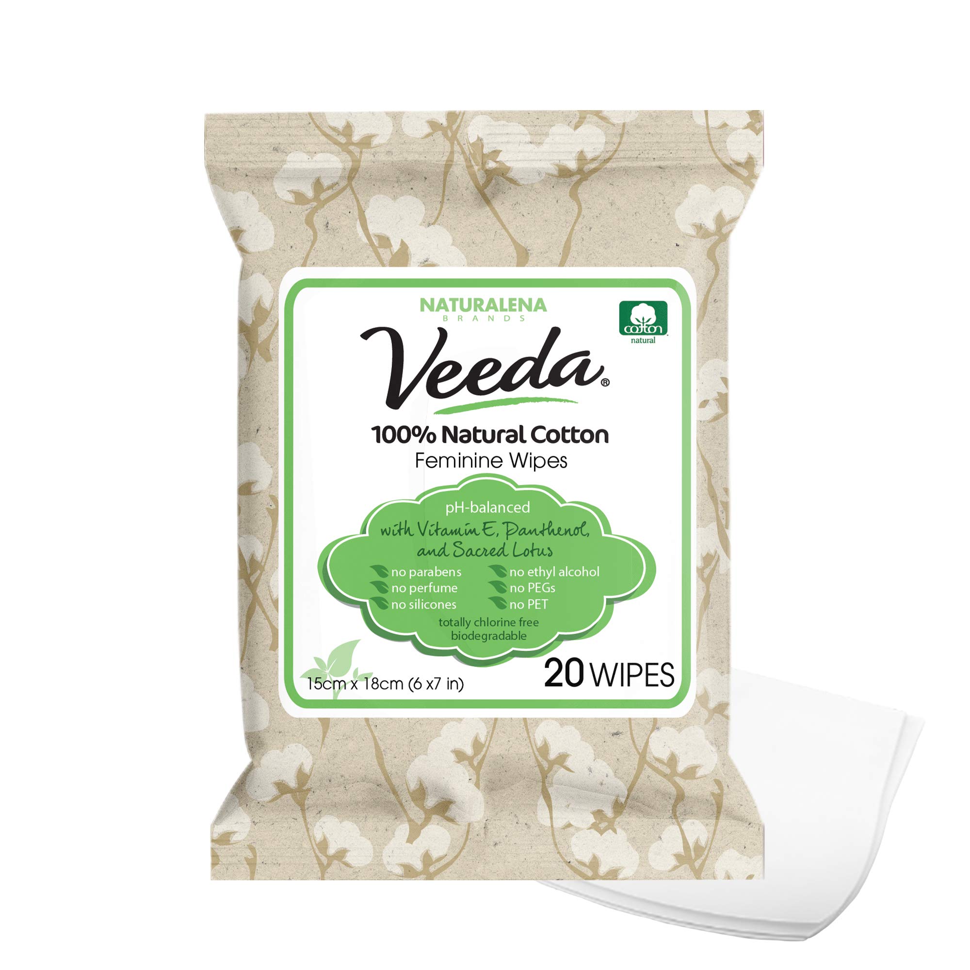 Veeda 100% Natural Cotton PH Balanced Hypoallergenic Feminine
