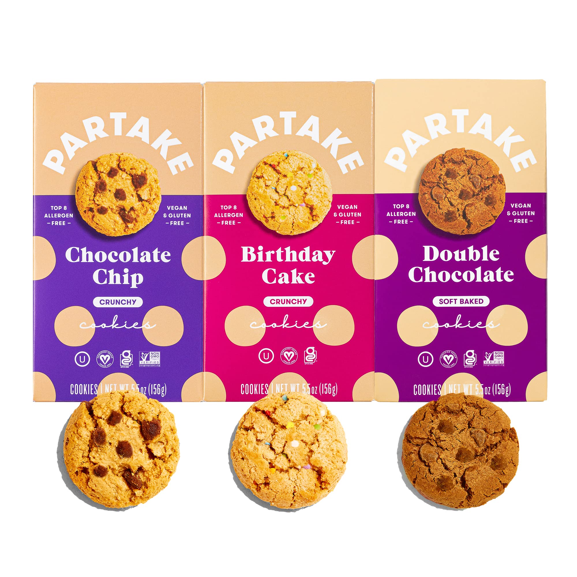 Partake Foods Crunchy & Soft-Baked Vegan Cookies – Delicious 3 Box Cookies  Variety Pack