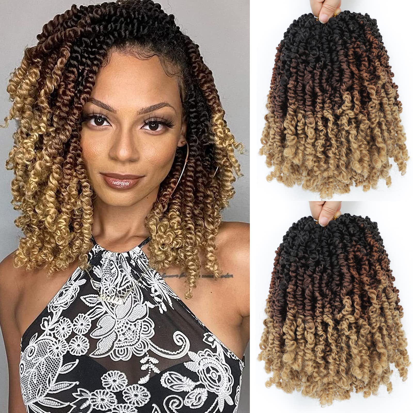 8 Packs Passion Twist Hair 8 Inch Pre-twisted Passion Twist Crochet Hair  Pre-looped Crochet
