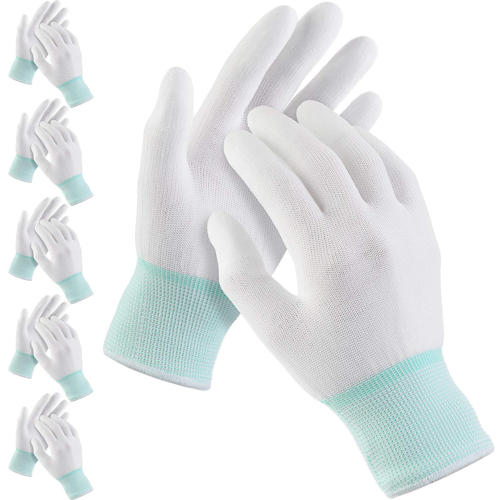 6 Pairs Quilting Gloves for Free-Motion Quilting Machine Quilting Gloves  Lightweight White Nylon Quilting Gloves for Sewing Quilters (Green M) Green  Medium
