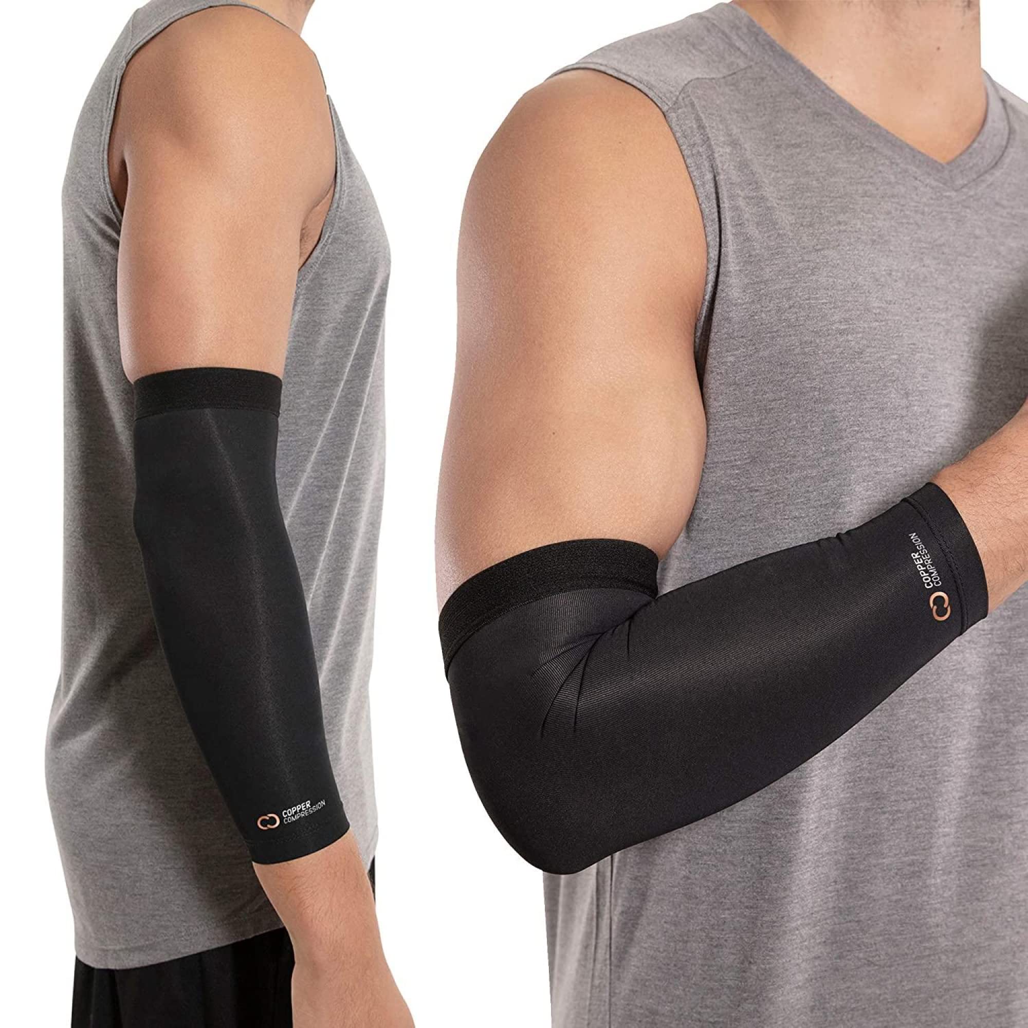 Copper Compression Elbow Brace for Tendonitis and Tennis Elbow - Copper  Infused Sleeve. Relief for Golfers, Arthritis, Bursitis. Fit for Men &  Women. Large (Pack of 1)