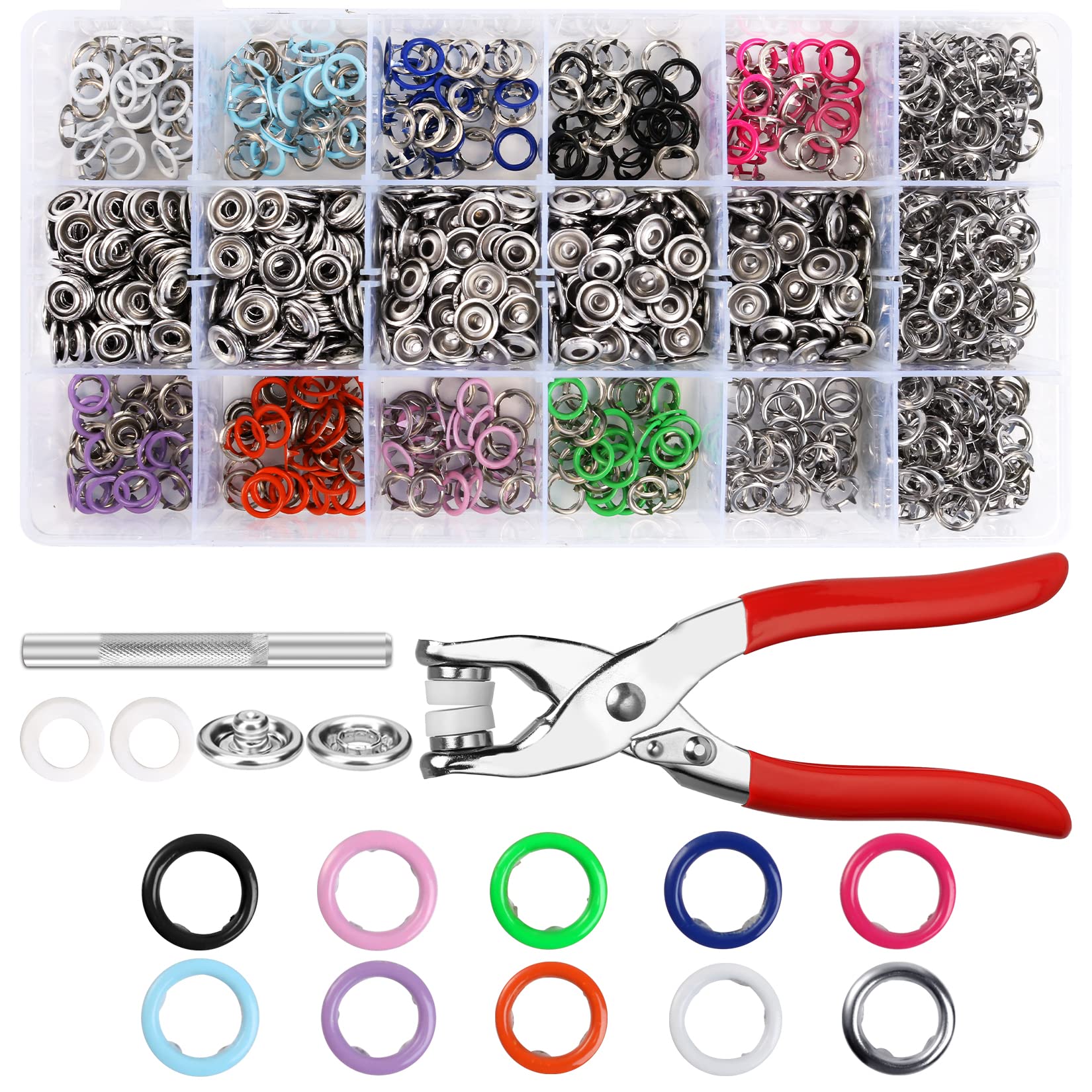 300 Sets Snap Buttons Snaps 9.5mm Metal Snaps Buttons with