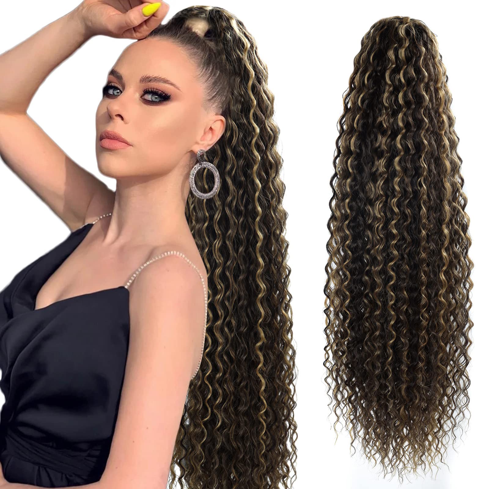 Long Wavy High Ponytail Hair (Brown)