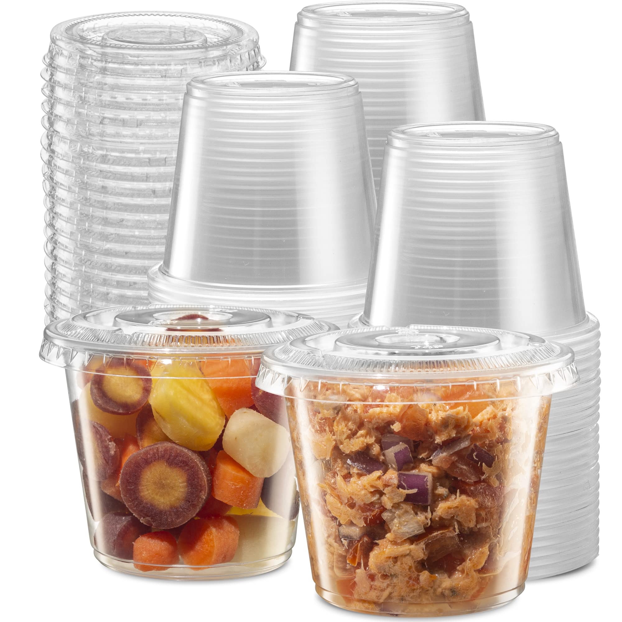 5 oz - 200 Sets Clear Diposable Plastic Portion Cups With Lids, Small Mini  Containers For Portion
