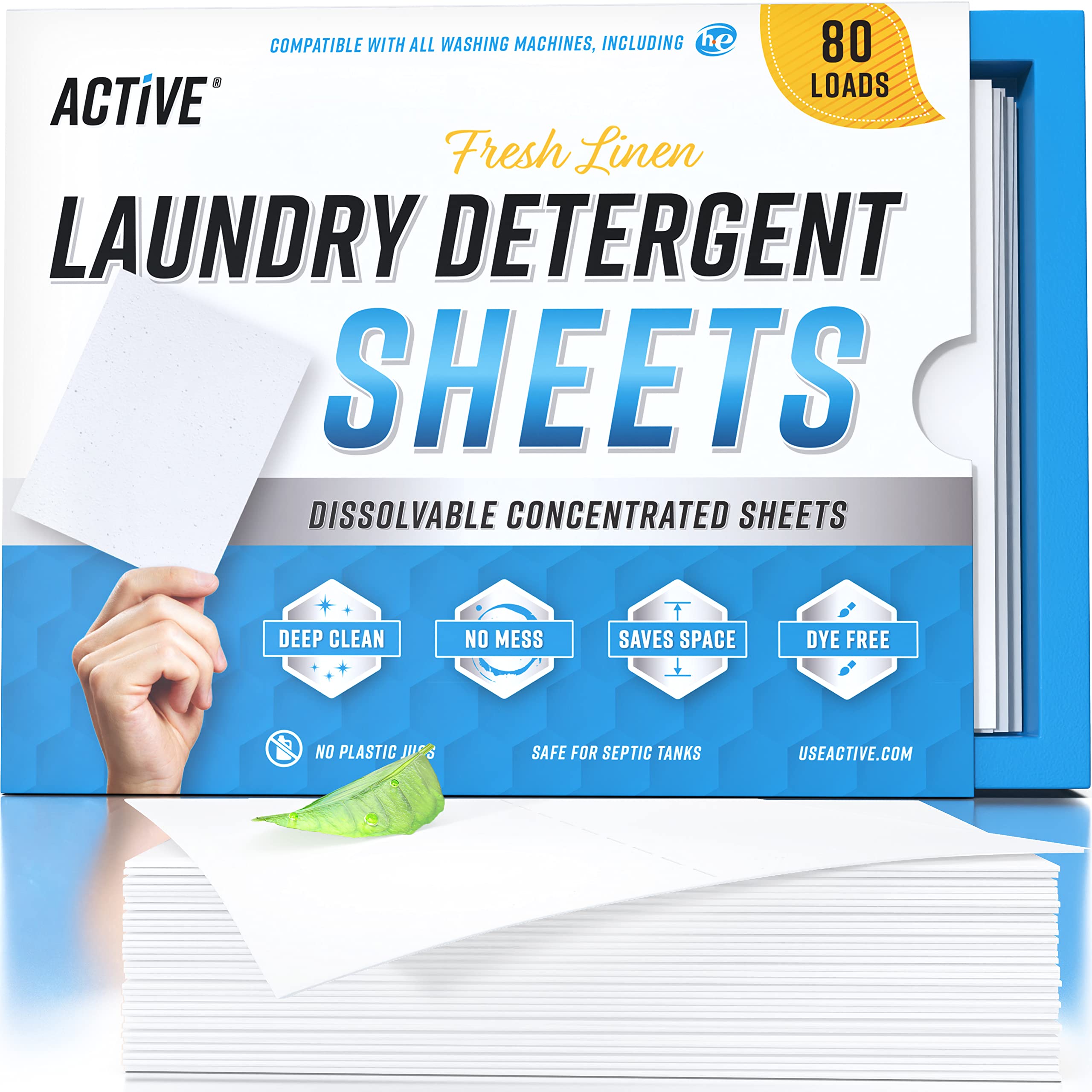 Laundry Detergent Sheets, Single Pack (40 Sheets, 80 Loads