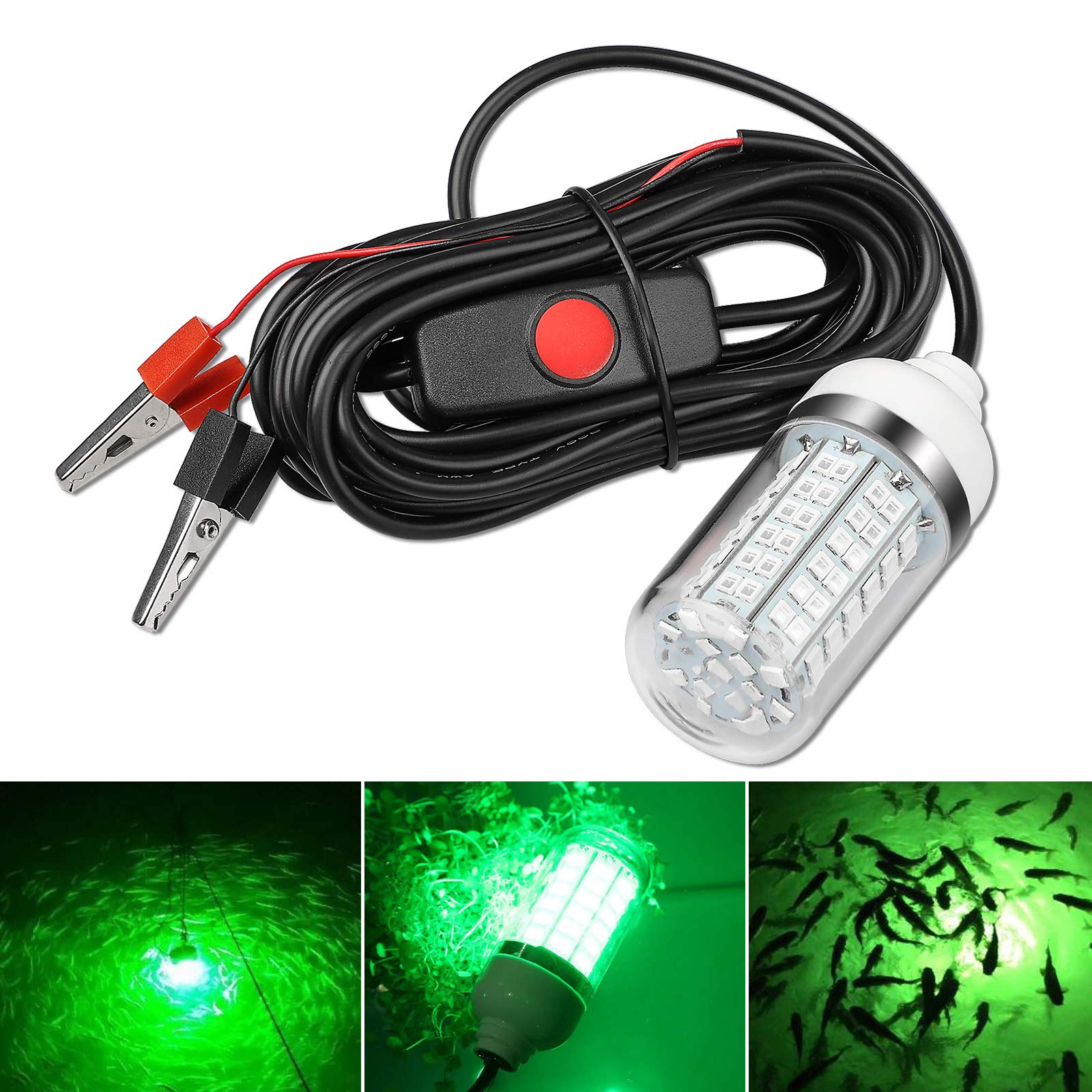 12V 100W 6000 Lumen IP68 Led Fish Bait Crappie Luring Light Submersible  Fishing Light Attractants Underwater Night Fishing Lure Bait Finder with  Super