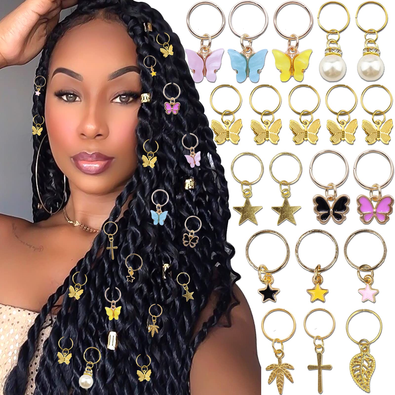 102 PCS Hair Jewelry Dreadlocks Loc Accessories Crystal Wire