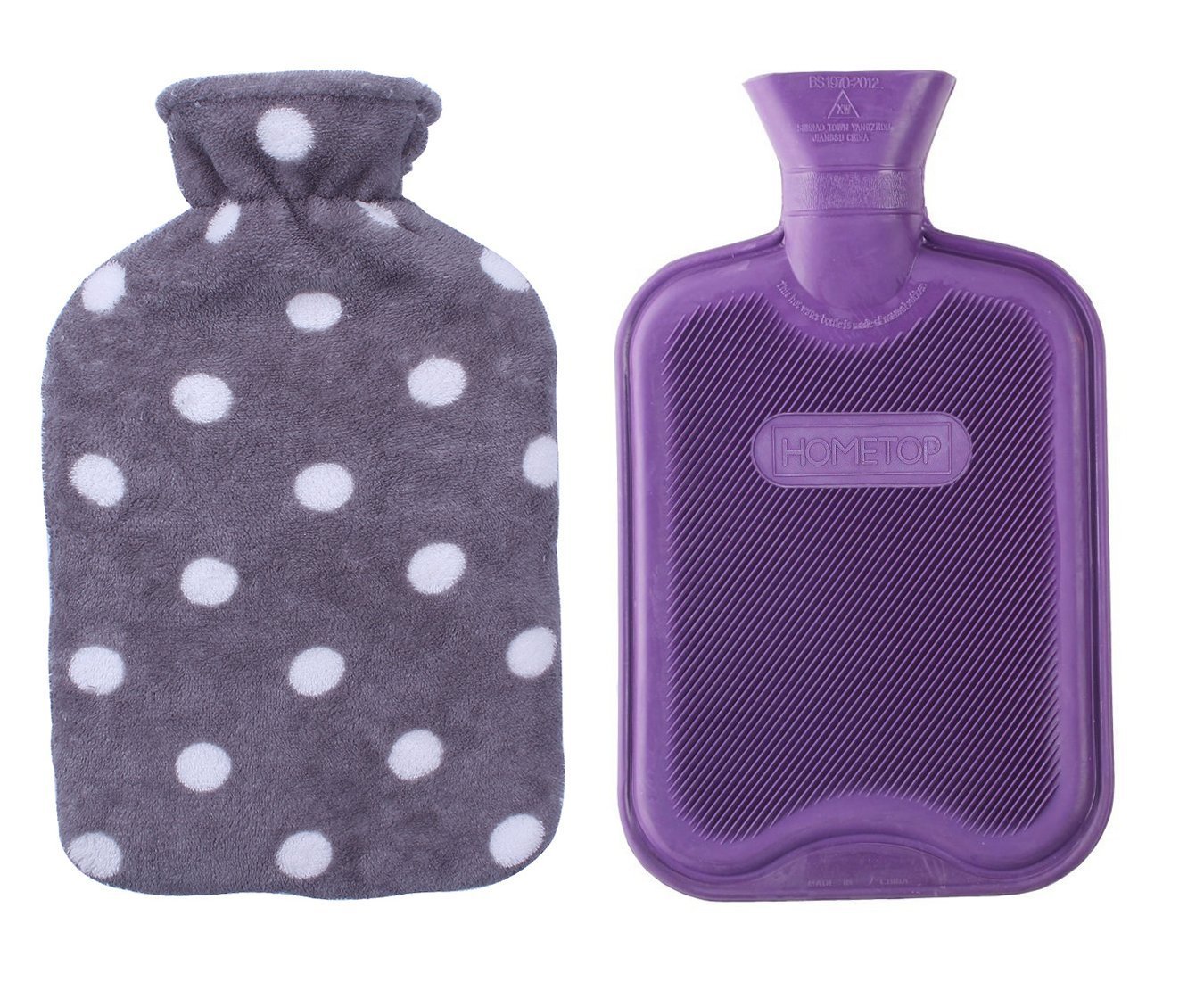Hometop Multipack Rubber Hot Water Bottle for 2L Red and 1L Purple (2 Pack)