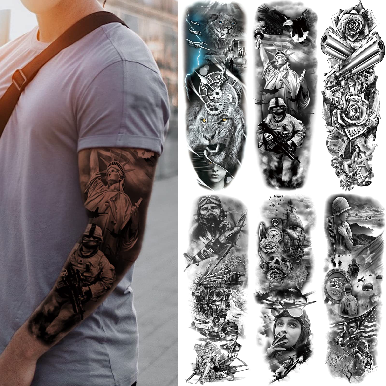Aazon.co: Geyoga 12 Pcs Plus Size Tattoo Sleeves Fake Ar Sleeves