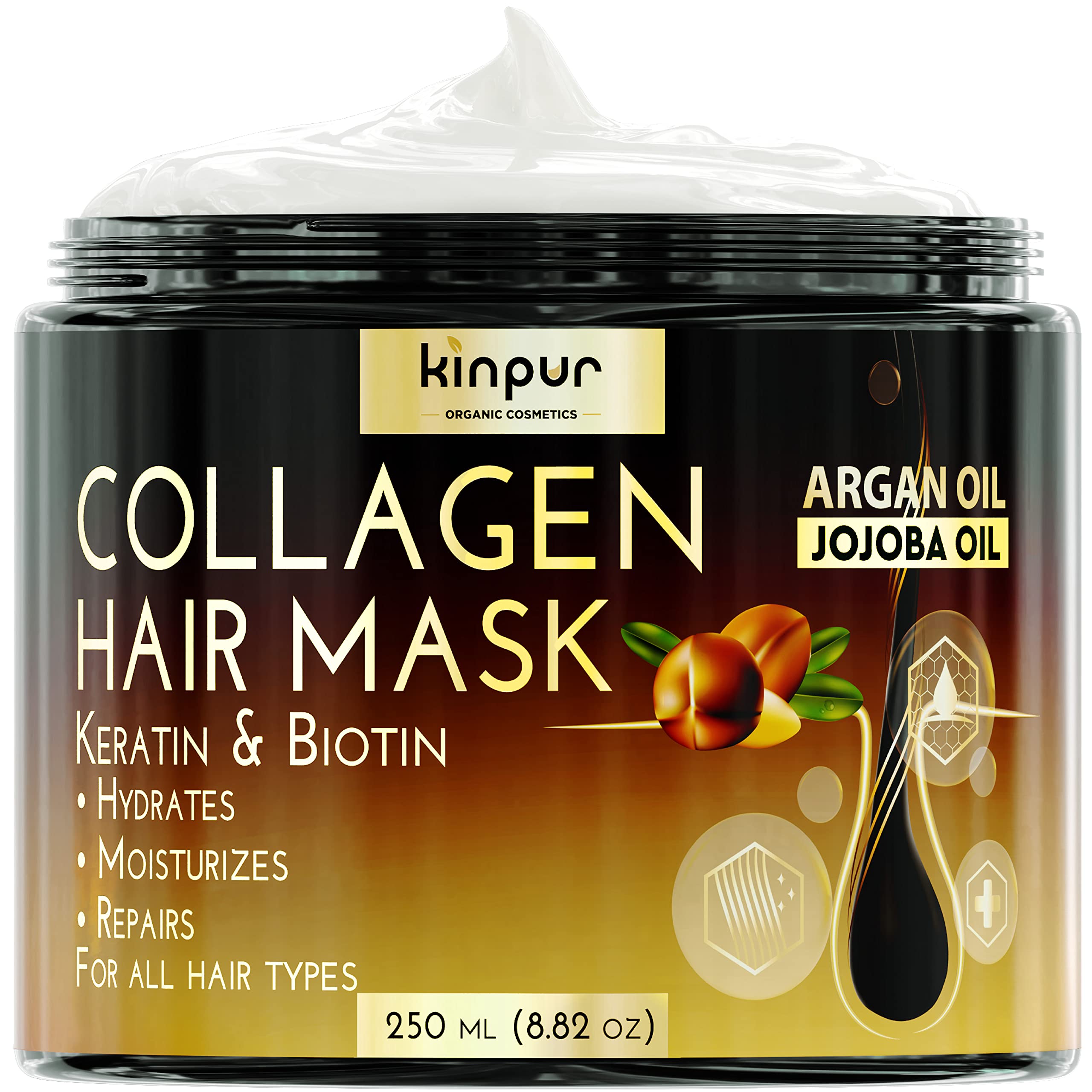 Hair Mask for Dry Damaged Hair with Collagen, Biotin, Argan Oil - Helps  Repair Hair and Reduce