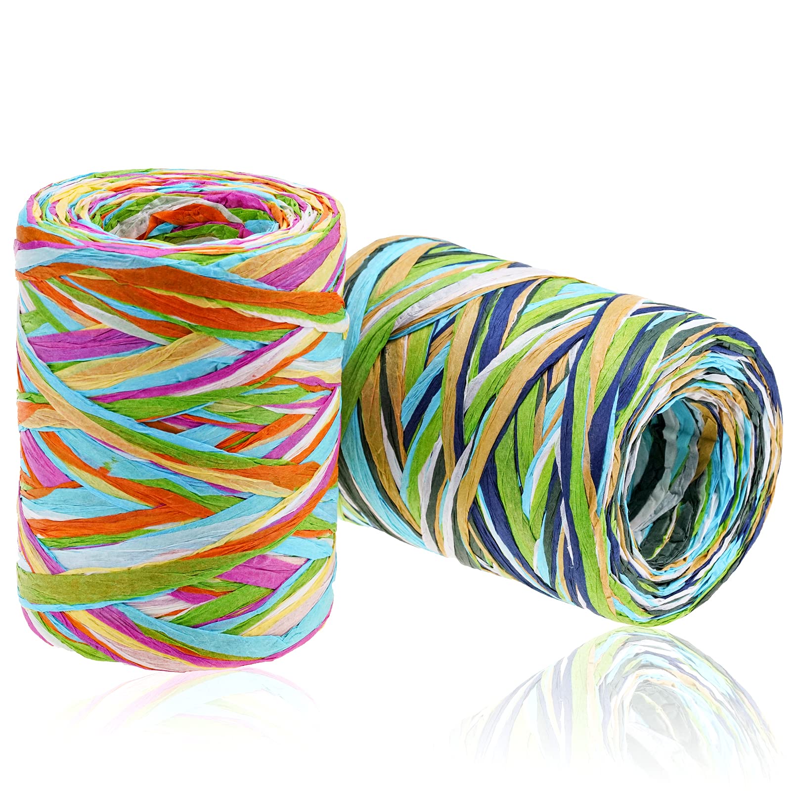HOVEOX 2 Rolls Colored Raffia Paper Ribbon 524 Feet Colored Paper