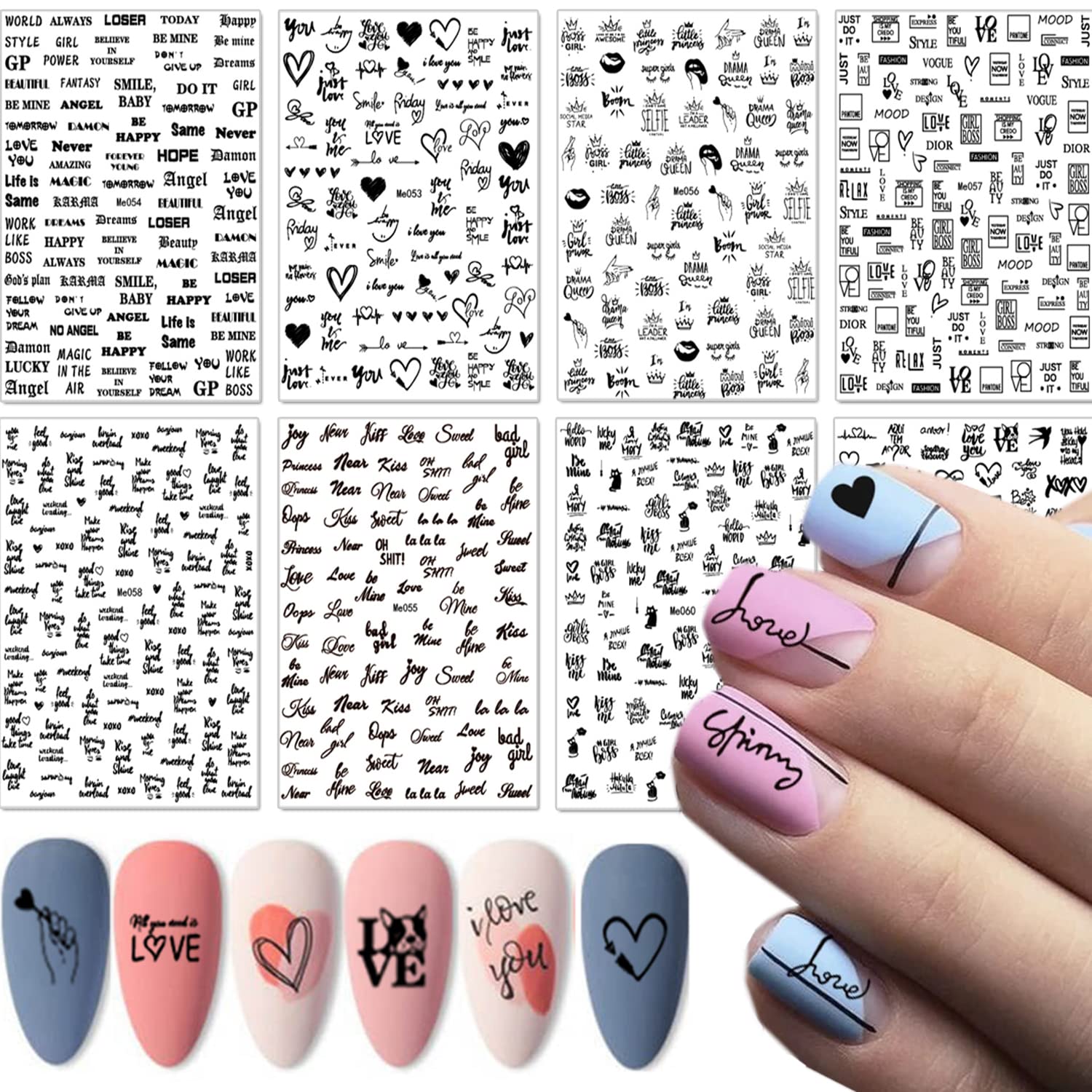 Cute Nail Art Stickers Nail Decals Valentine Cartoon Heart Nail Design  Stickers for Women Girls Valentine Nail Stickers Decoration Accessories DIY  Manicure B