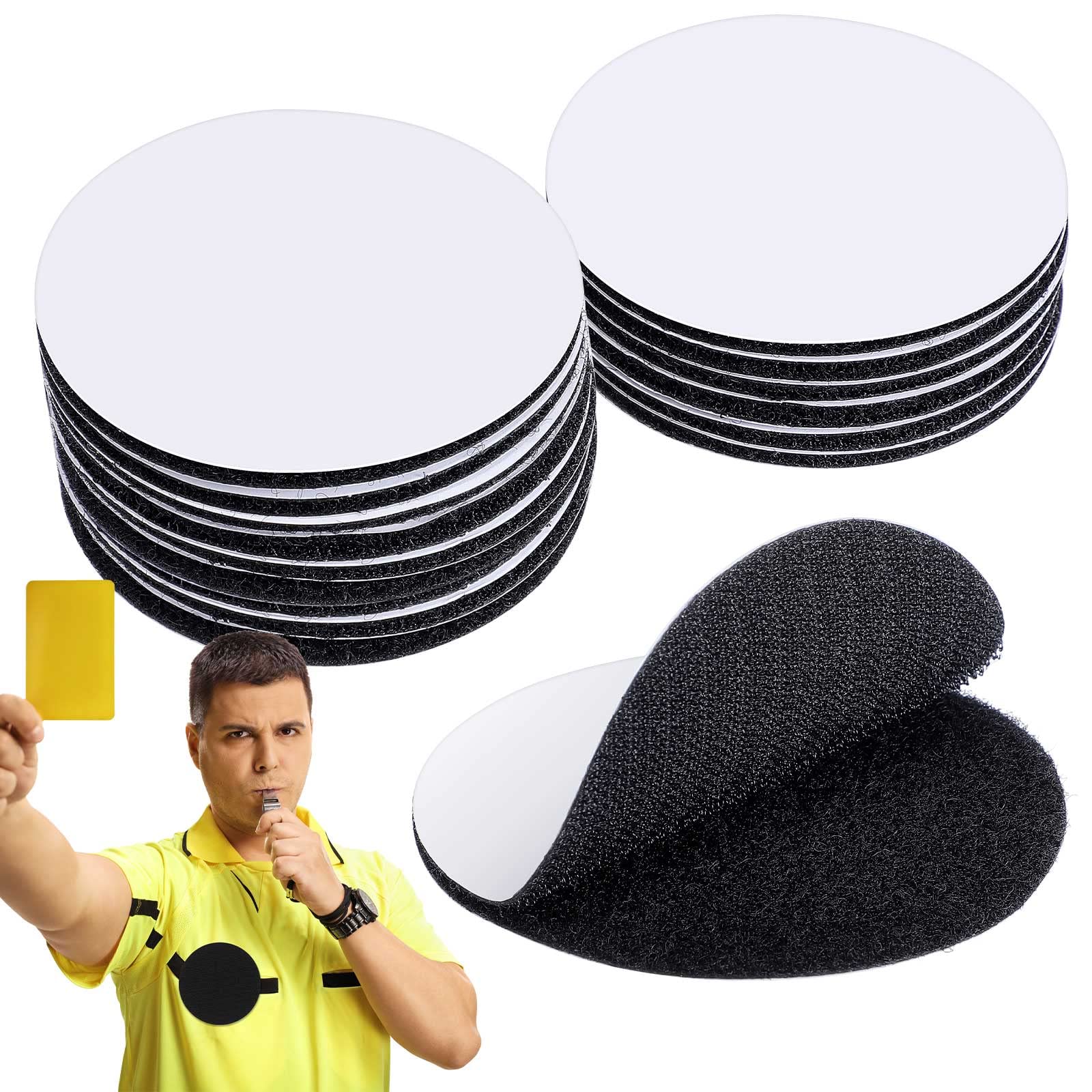 12 Pairs Referee Patch Hook and Loop Dots 3 Inch Self Sticky Circle Hook  and Loop Round Adhesive Loop Tape Double Sided Hook and Loop Fasteners for  Home Office School Wall Decor