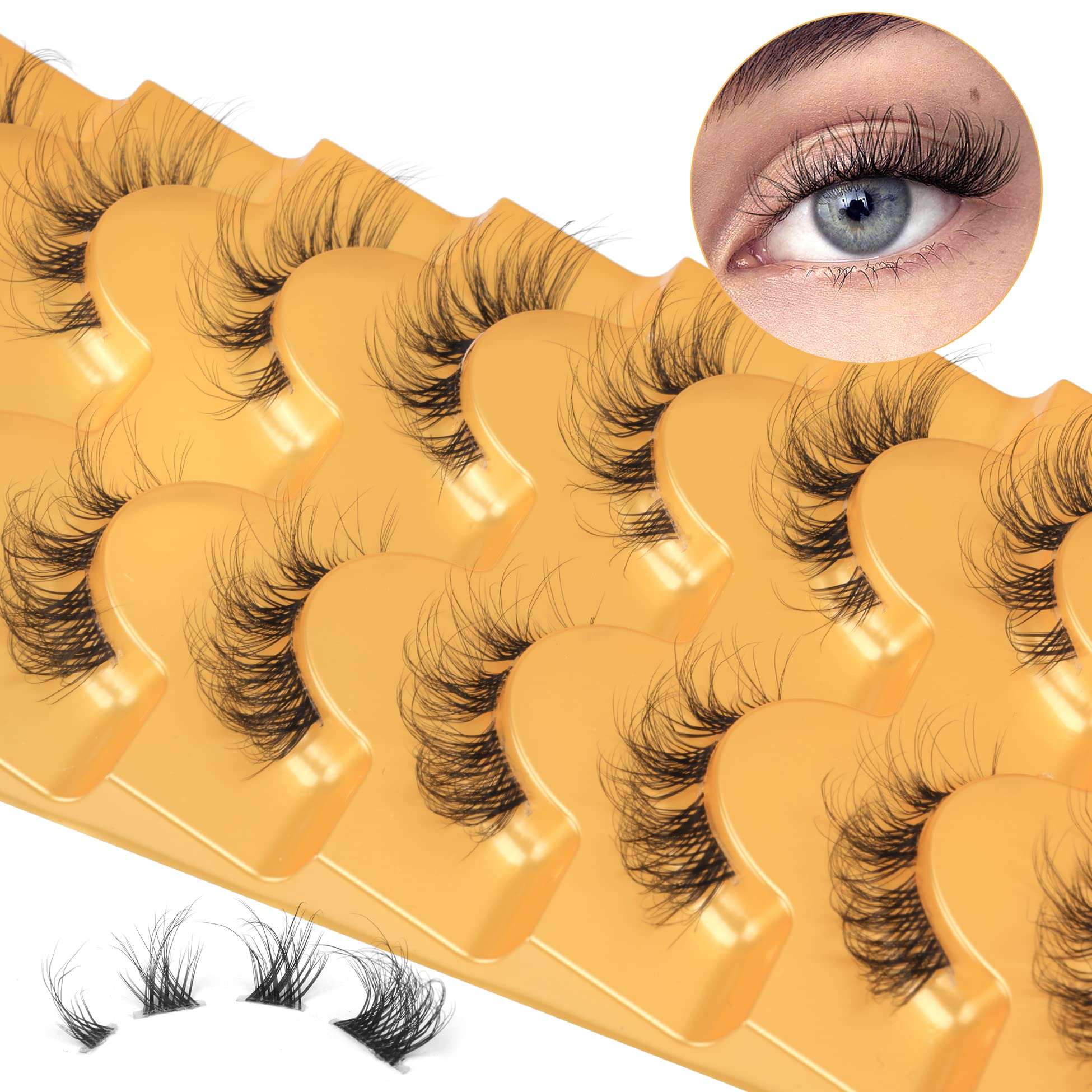 Cluster Lashes Natural Look, Wispy Manga Eyelash Extensions Strip