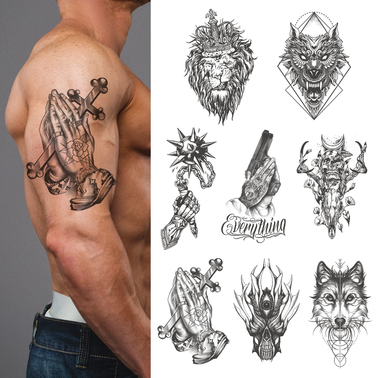 Black Flower Temporary Tattoos Stickers Arm Sleeve Butterfly Snake Body Art  DIY | eBay