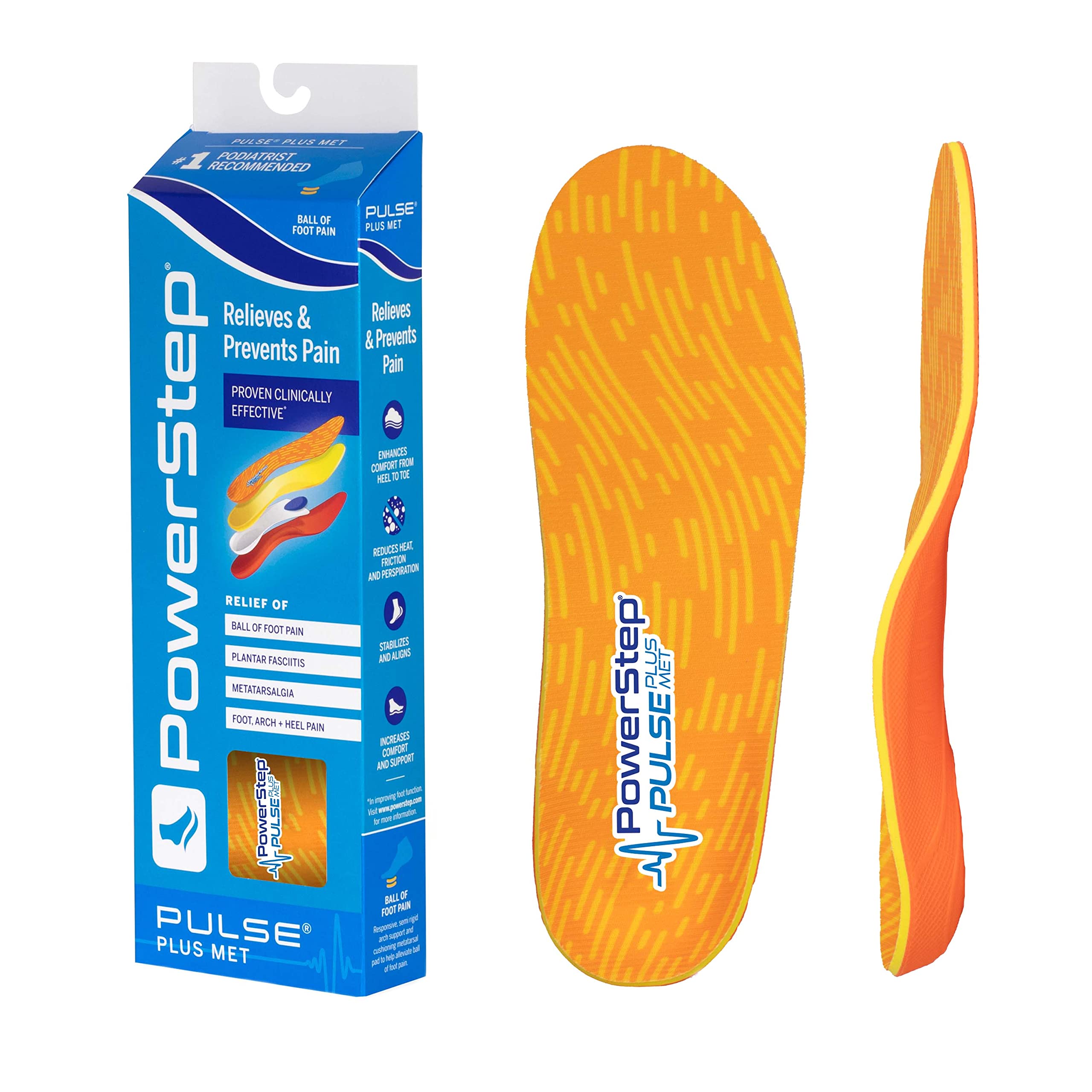 Powerstep Insoles, PULSE Plus, Ball Of Foot Pain Relief Insole, Running ...