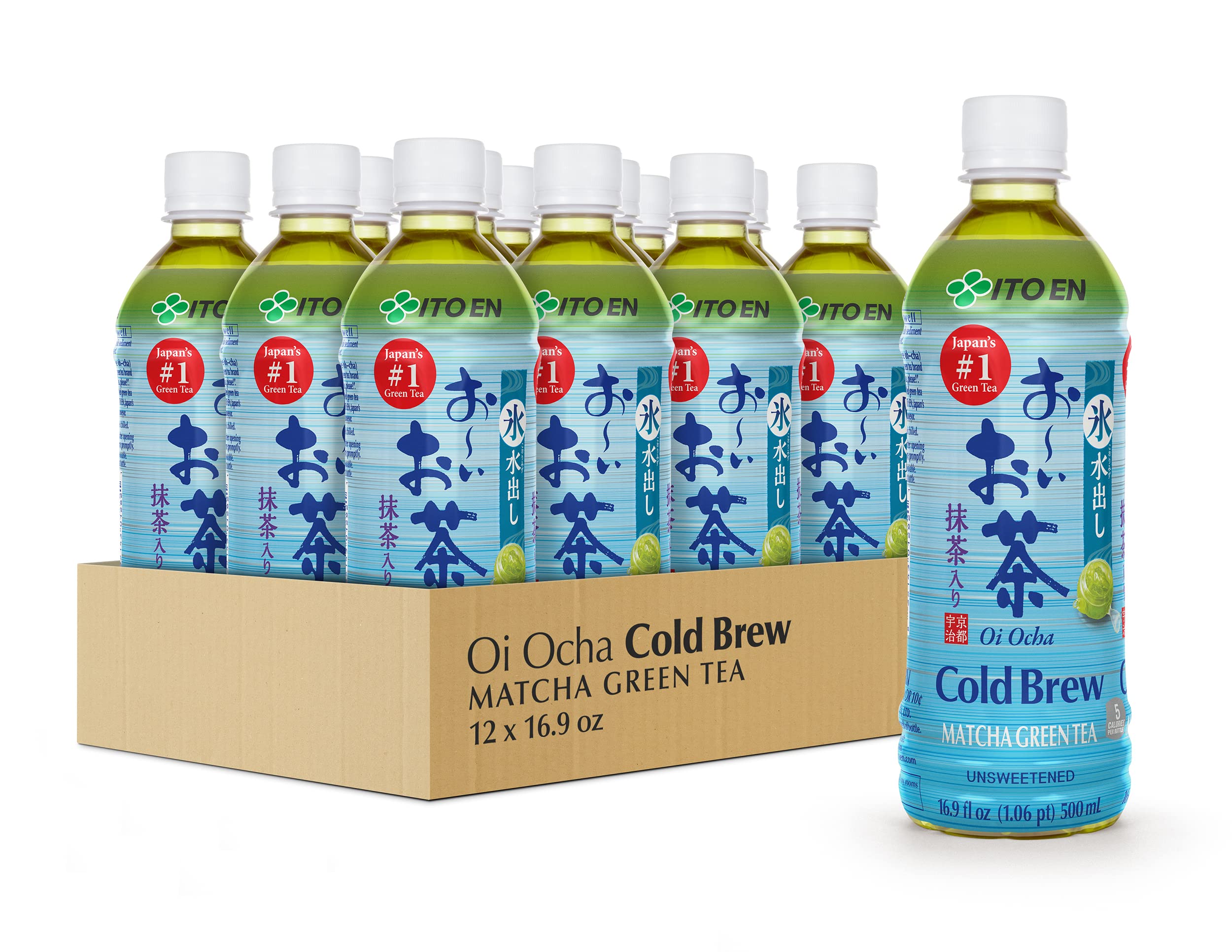 ITO EN Oi Ocha Unsweetened Matcha Green Tea - 16.9oz Bottles (12 Pack) Sugar Free