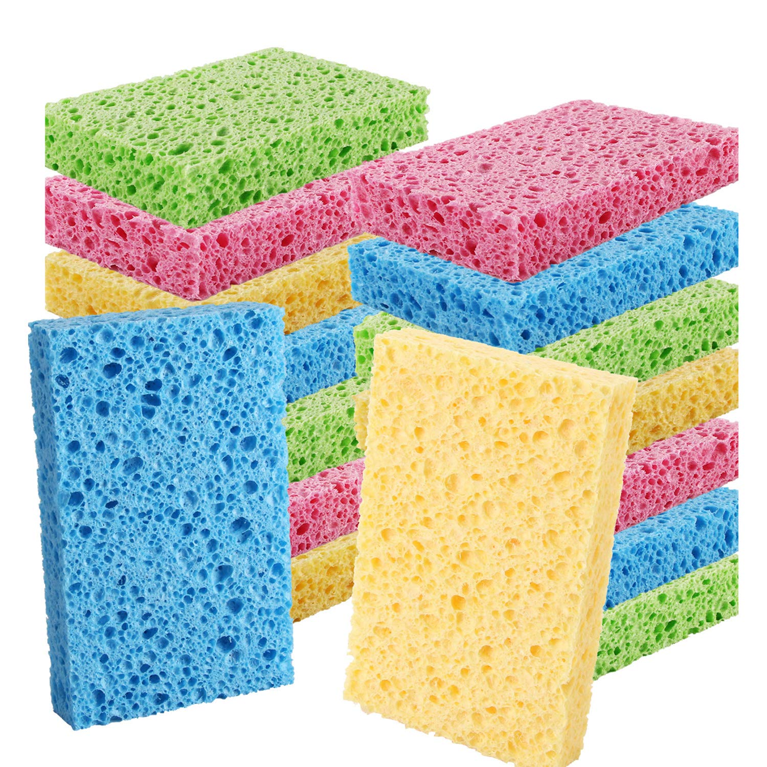 Cleaning Scrub Colored Sponge Non-Scratch Kitchen Cellulose Dishwashing  Sponge 16Pack Biodegradable Natural Sponge 16 Count (