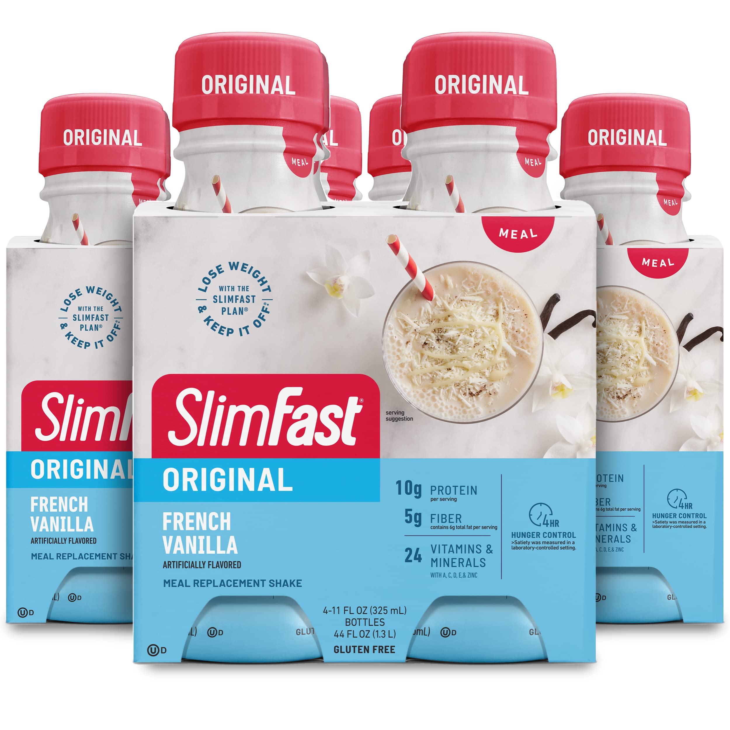 SlimFast Meal Replacement Smoothie Mix, 24 Servings, High Protein, Vanilla  Cream, 20g of Protein with Milk, 12 Servings (Pack of 2) (Packaging May