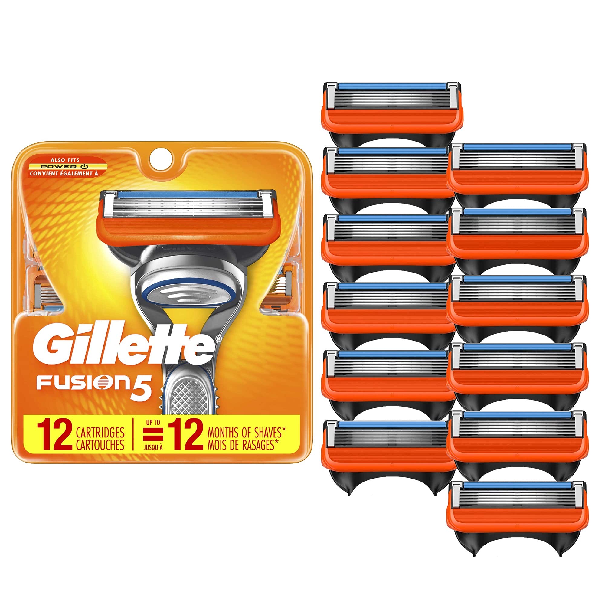 Gillette Fusion5 Mens Razor Blade Refills, 12 Count, Lubrastrip