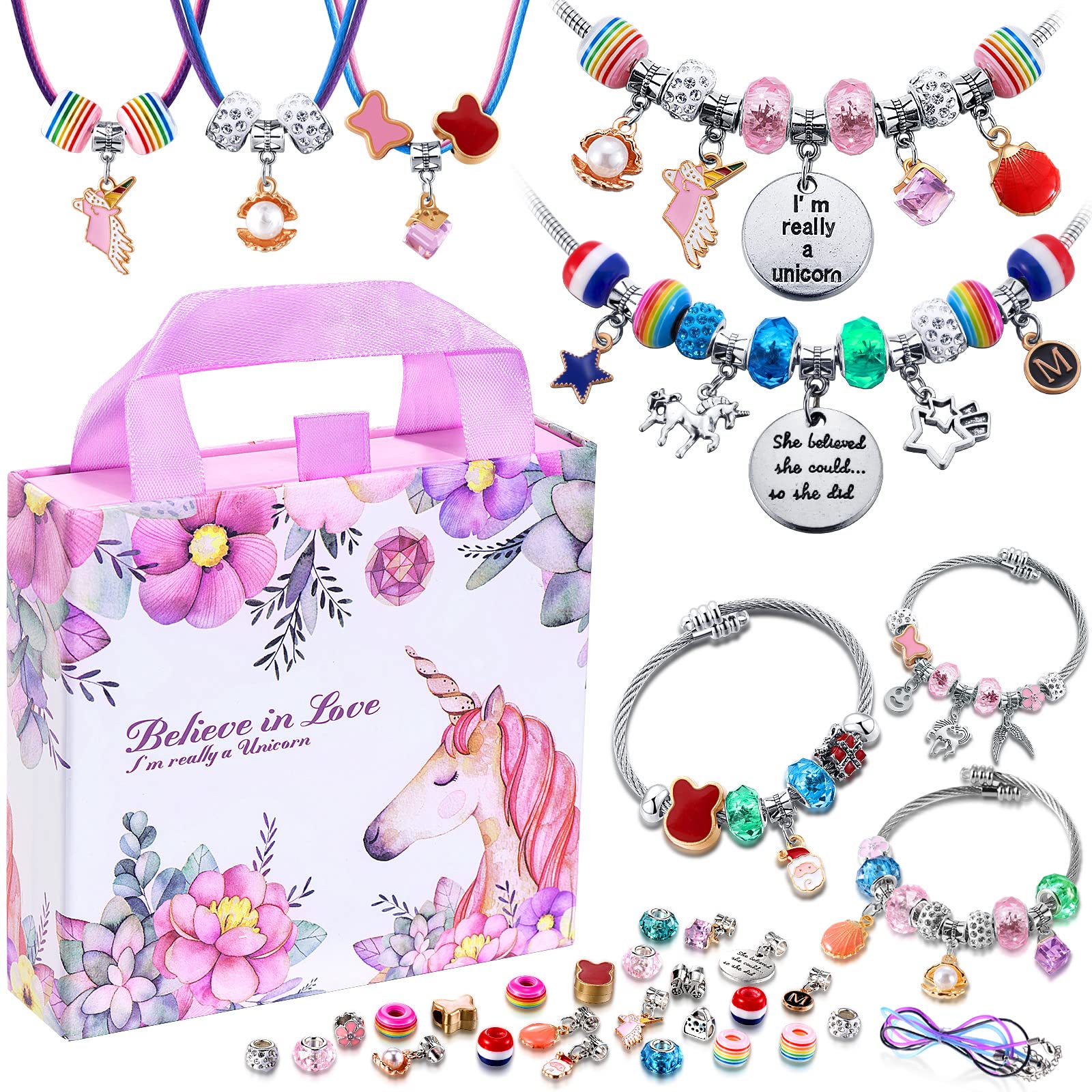 Girls Toys Age 6-8 Gifts Arts & Crafts For Kid Charm Bracelet Jewelry  Making Kit