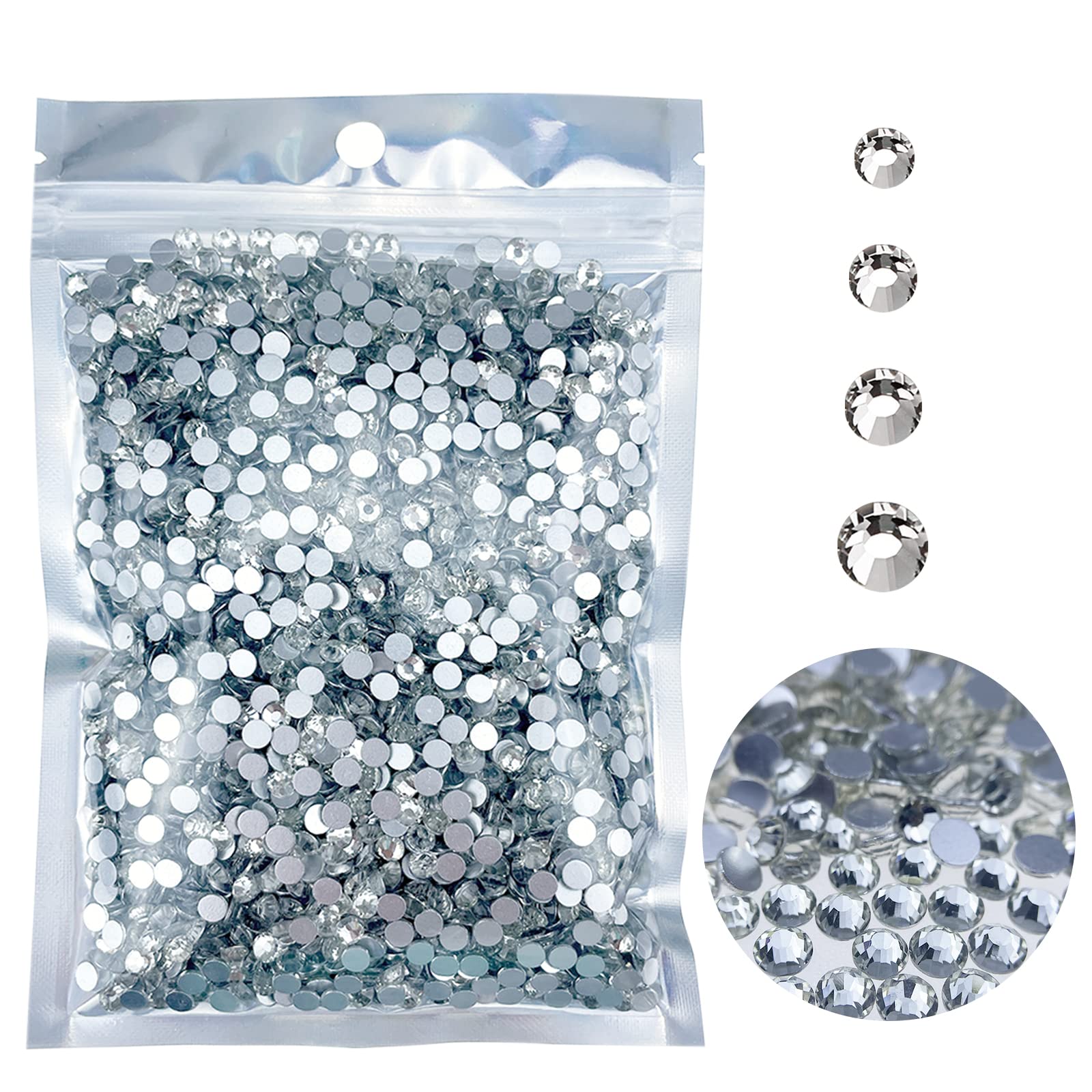4320Pcs SS20 Flatback Rhinestones for Crafts Bulk Clear-Crystals